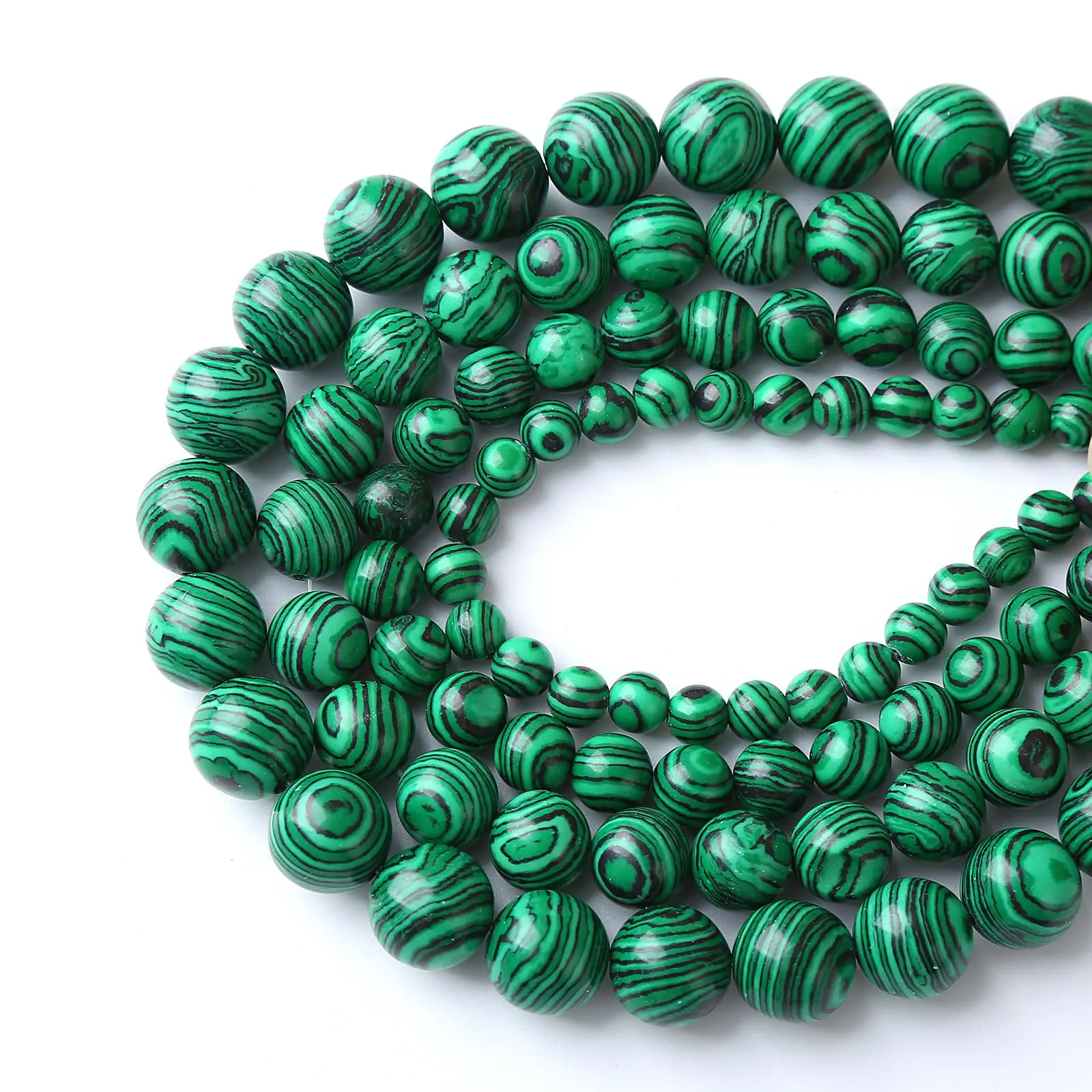 ZXYMLZI 60pcs 6mm Malachite Sintetica Verde Perline Rotonde per Gioielli DIY - immagine 3