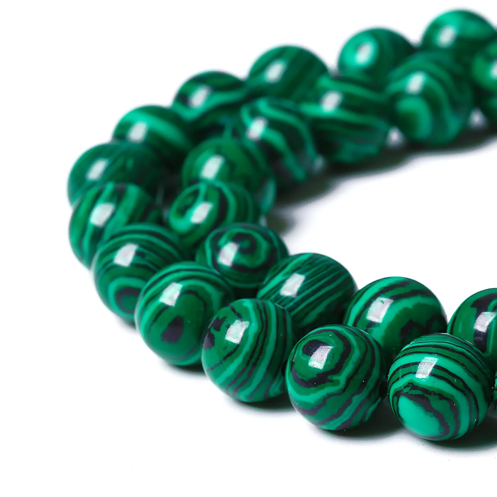 ZXYMLZI 46pcs 8mm Synthetic Green Malachite Natural Stone Round Loose Spacer Beads for DIY Jewelry Making, Necklaces and Bracelets, 15" - immagine 1