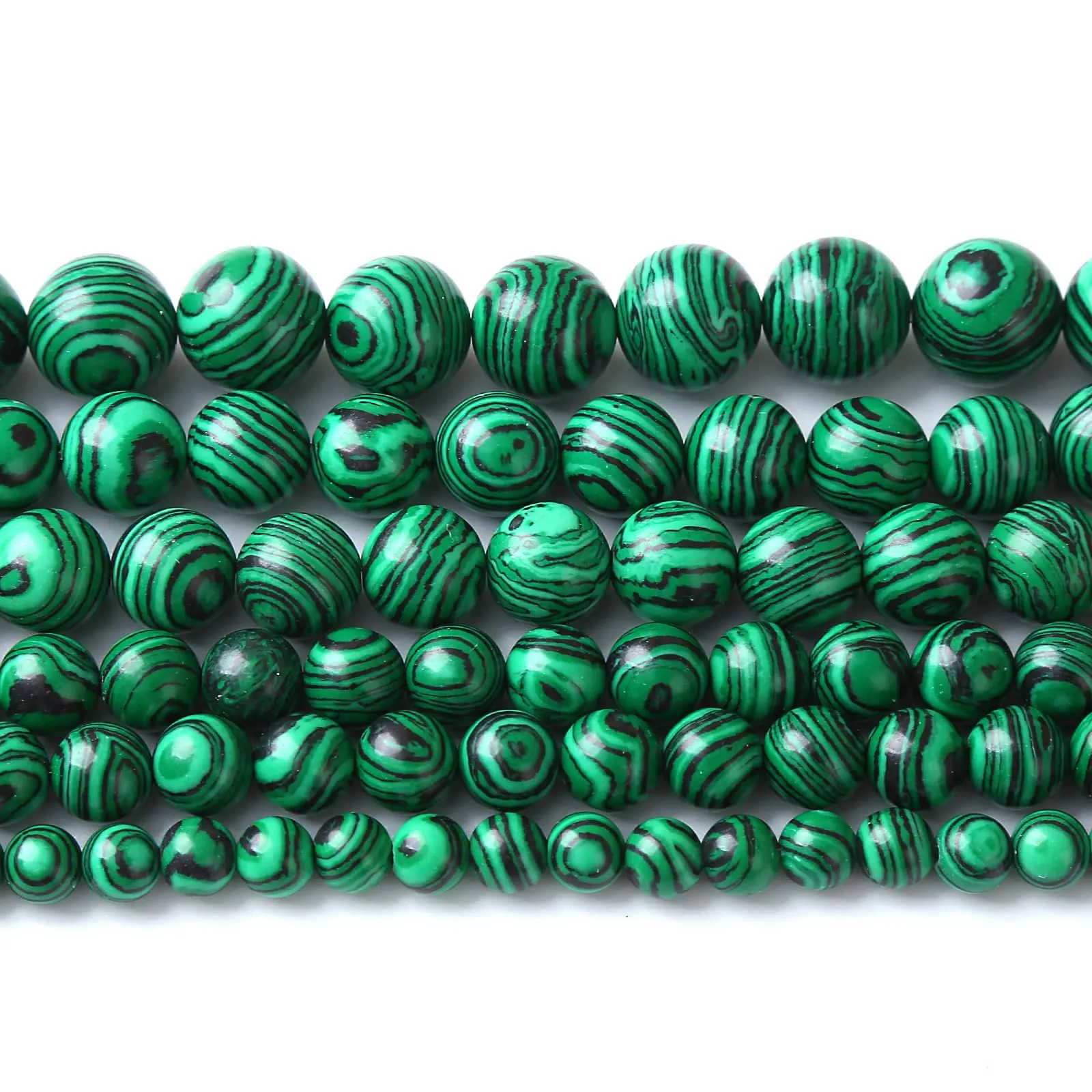 ZXYMLZI 46pcs 8mm Synthetic Green Malachite Natural Stone Round Loose Spacer Beads for DIY Jewelry Making, Necklaces and Bracelets, 15" - immagine 2