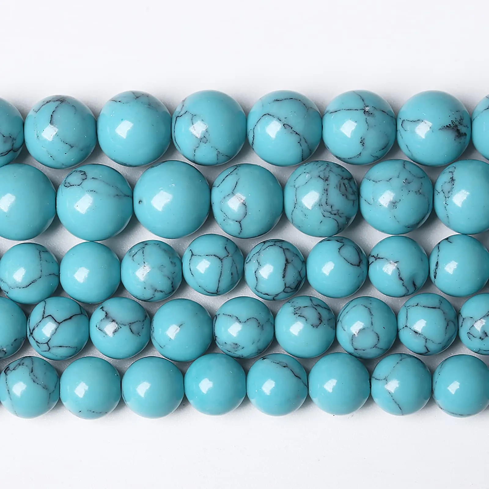 ZXYMLZI 38 perline di pietra naturale blu turchese, 10 mm, rotonde per gioielli fai da te - immagine 1