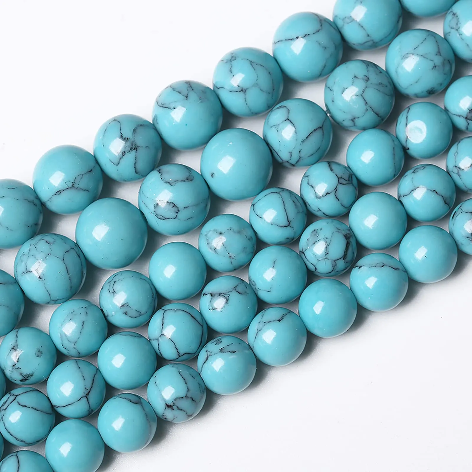 ZXYMLZI 38 perline di pietra naturale blu turchese, 10 mm, rotonde per gioielli fai da te - immagine 2