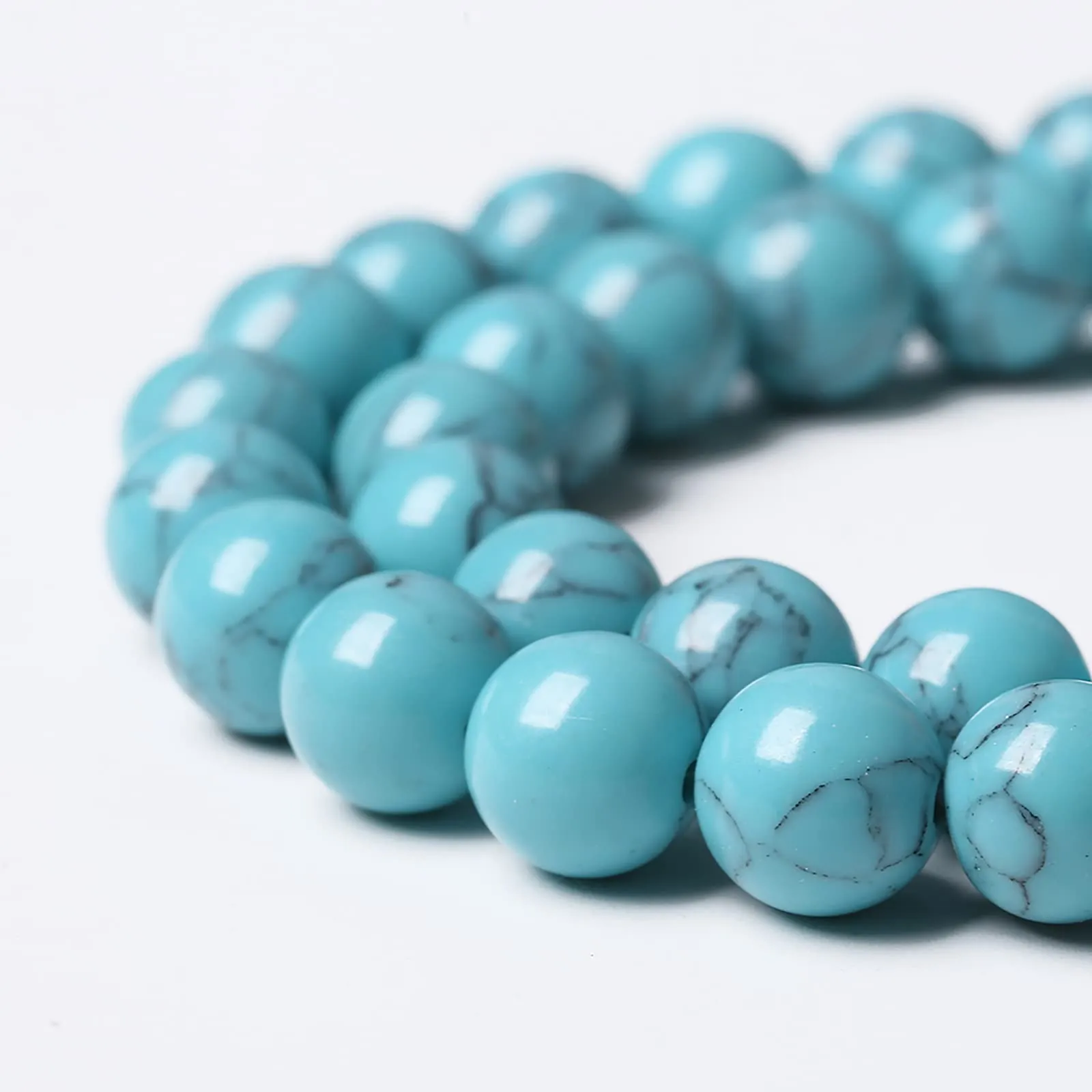 ZXYMLZI 38 perline di pietra naturale blu turchese, 10 mm, rotonde per gioielli fai da te - immagine 3