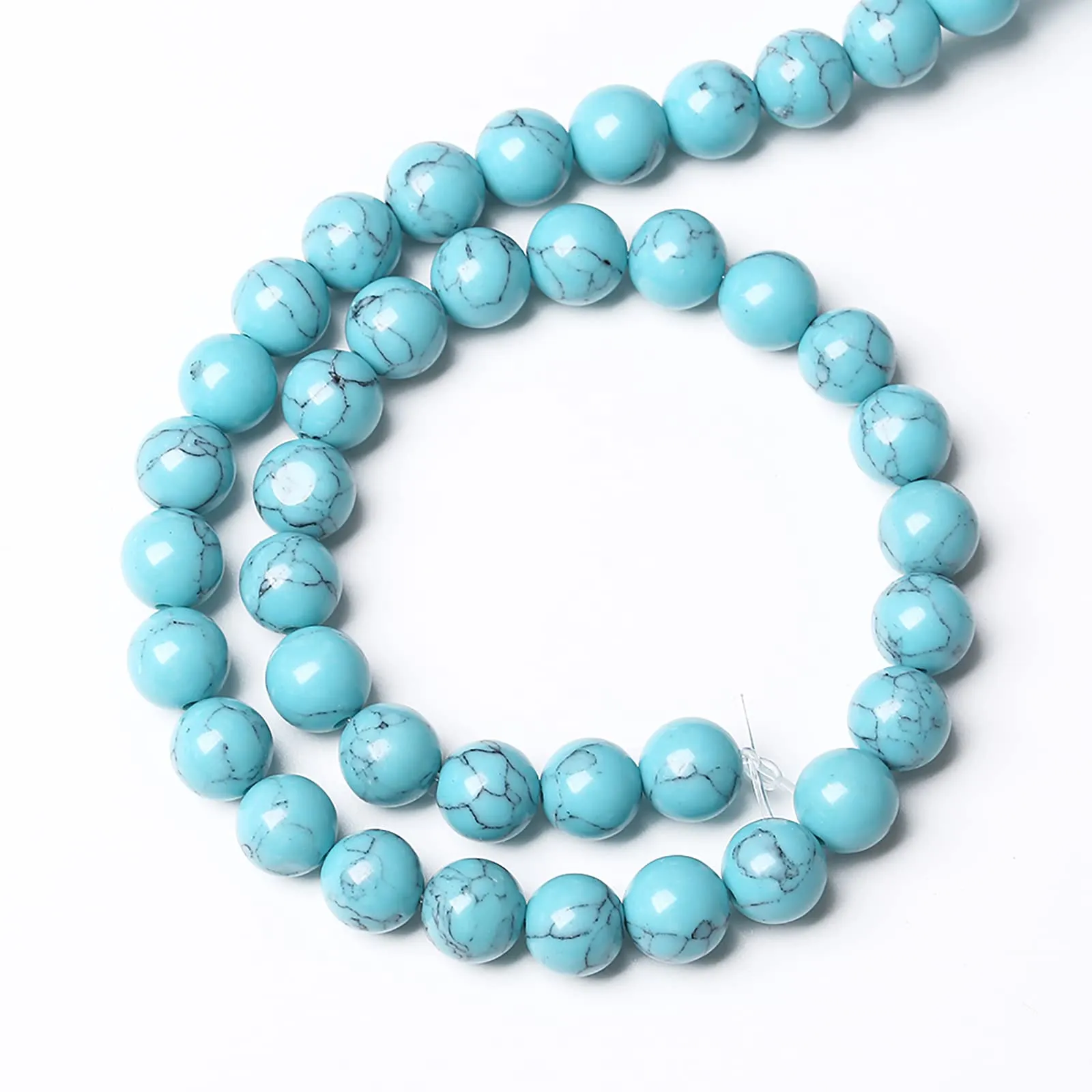 ZXYMLZI 38 perline di pietra naturale blu turchese, 10 mm, rotonde per gioielli fai da te - immagine 5