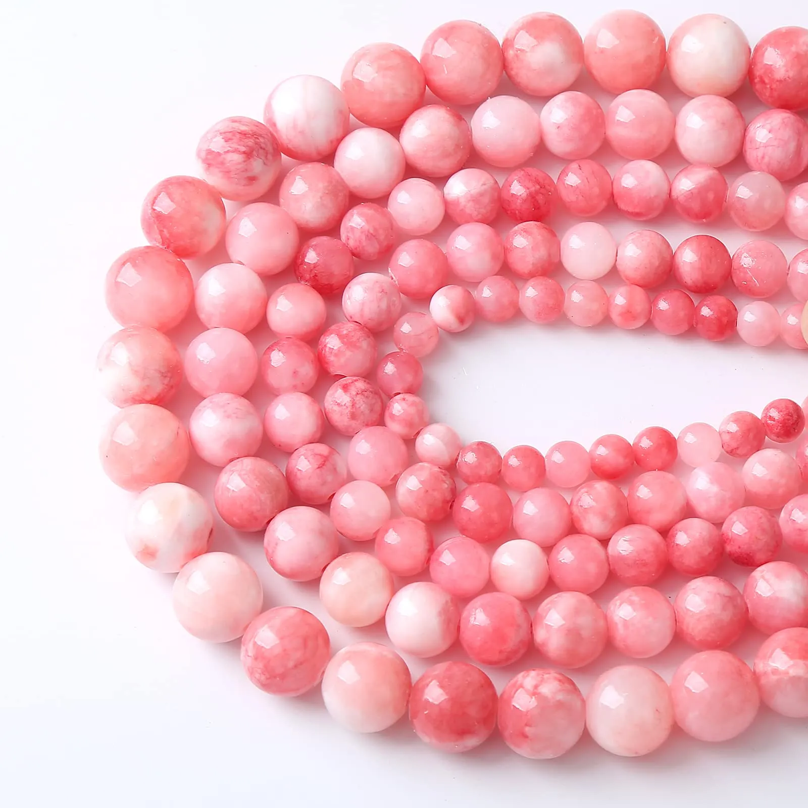 ZXYMLZI Perline in Giada Persiana Naturale Rosa e Bianca, 8 mm, 45 Pezzi - immagine 5