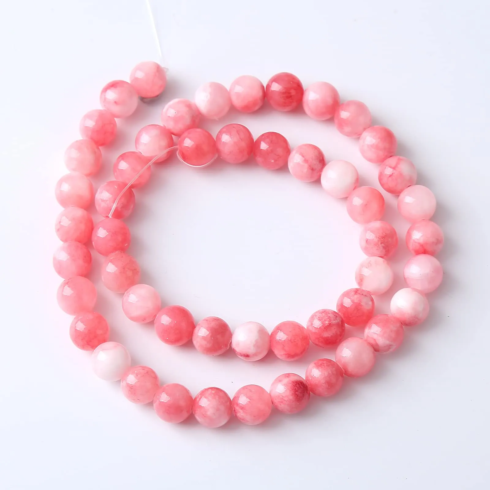 ZXYMLZI Perline in Giada Persiana Naturale Rosa e Bianca, 8 mm, 45 Pezzi - immagine 7