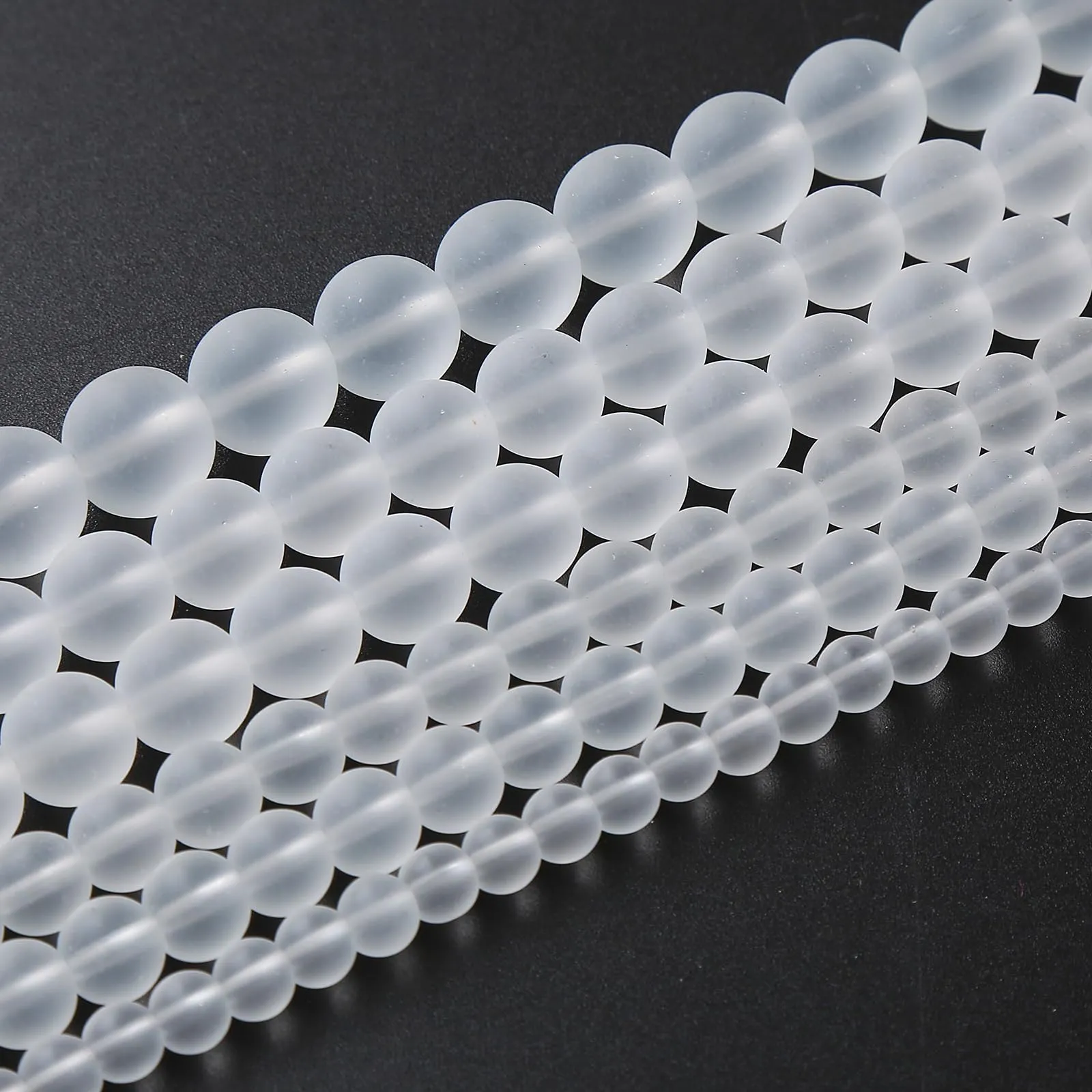 ZXYMLZI 36 Perline in Cristallo Bianco Ghiaccio 10 mm, 38,1 cm - immagine 2