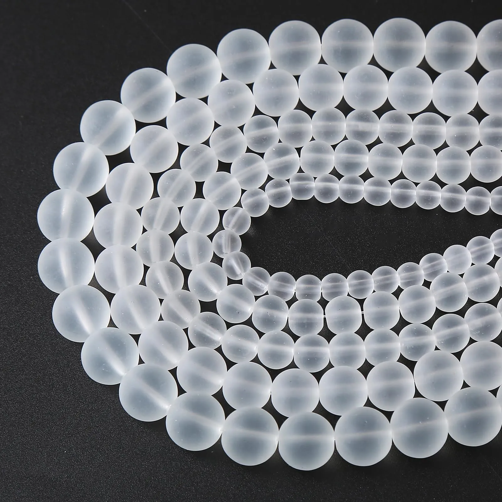 ZXYMLZI 36 Perline in Cristallo Bianco Ghiaccio 10 mm, 38,1 cm - immagine 3