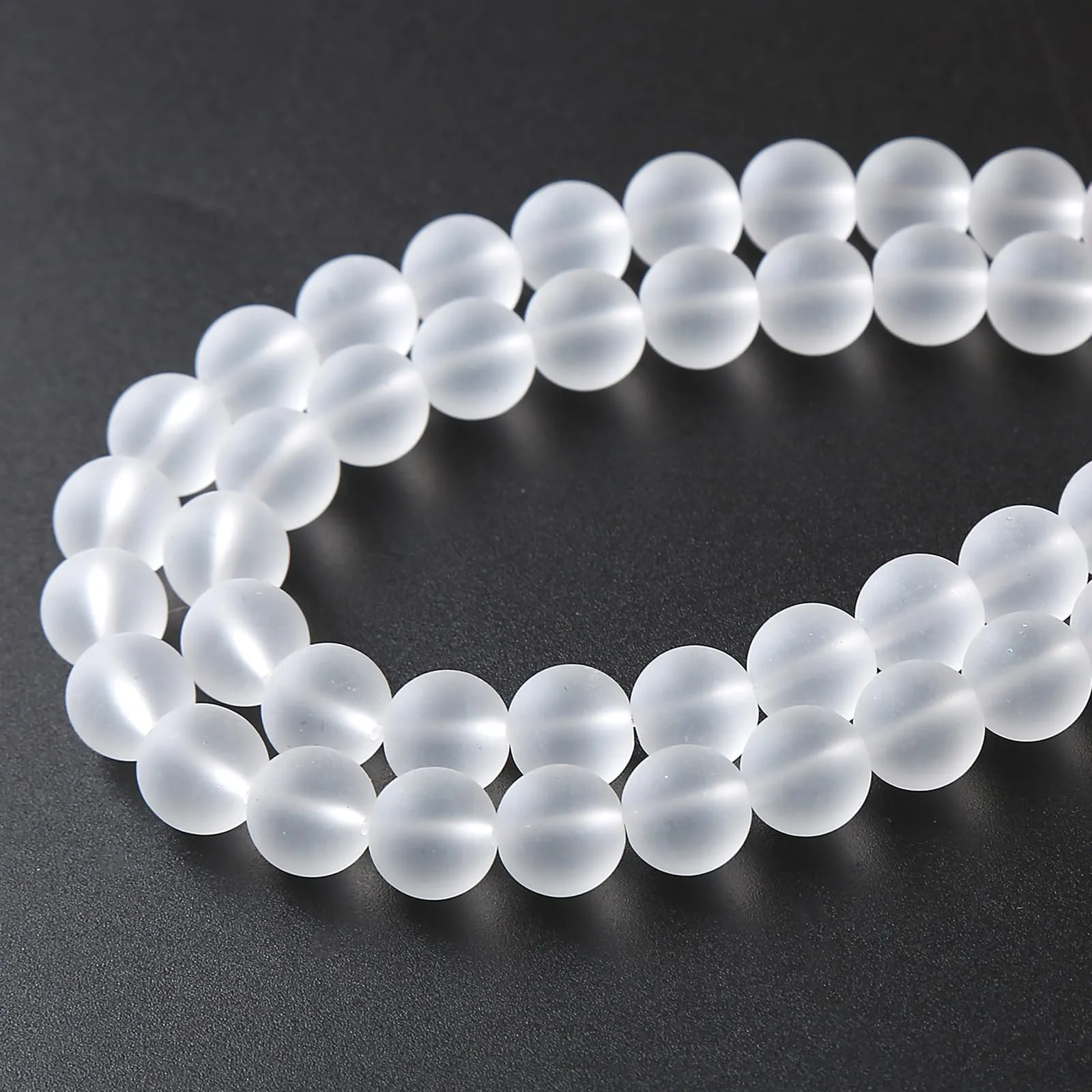 ZXYMLZI 36 Perline in Cristallo Bianco Ghiaccio 10 mm, 38,1 cm - immagine 4