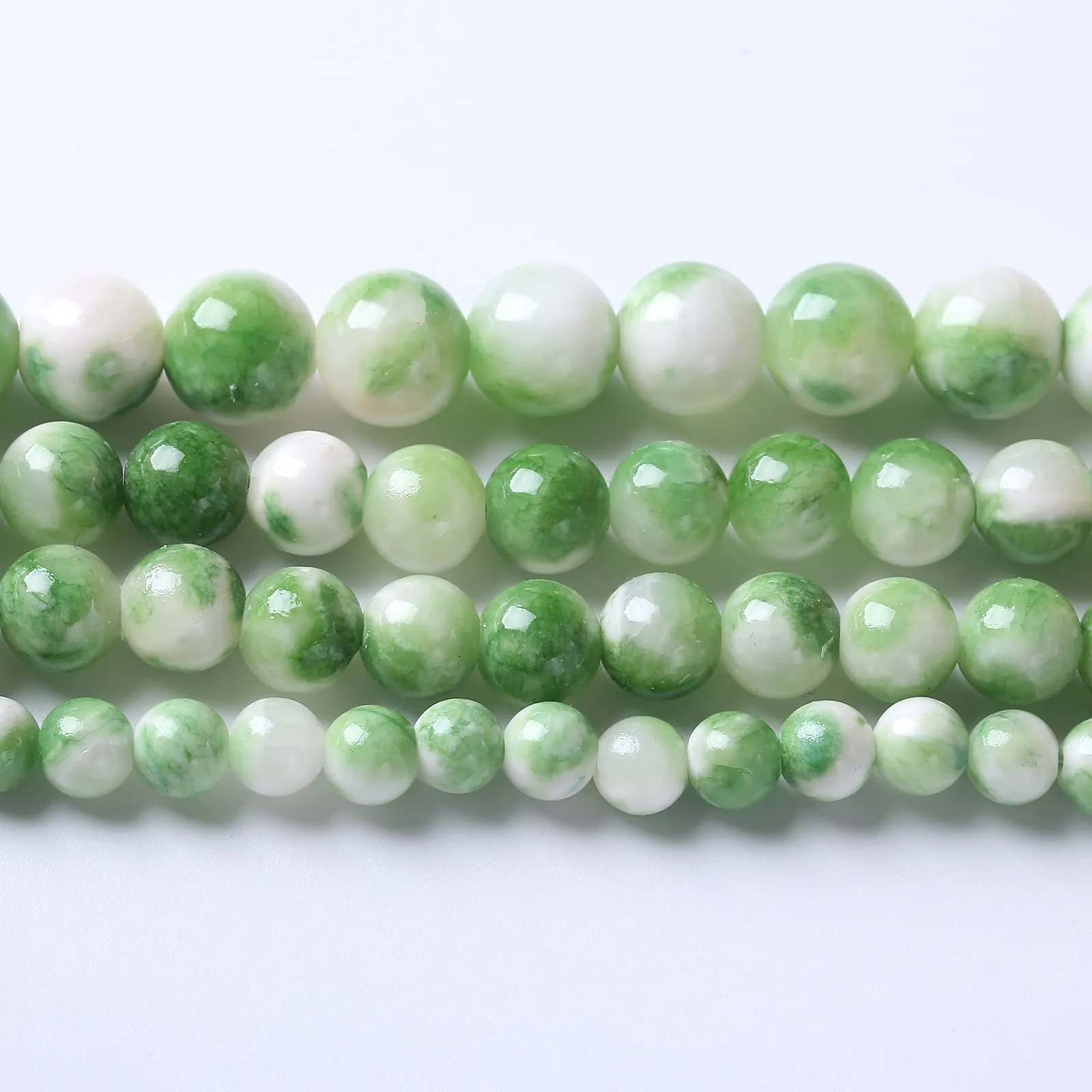 ZXYMLZI Perline in Giada Persiana Naturale Bianca e Verde, 8 mm, 45 Pezzi - immagine 1