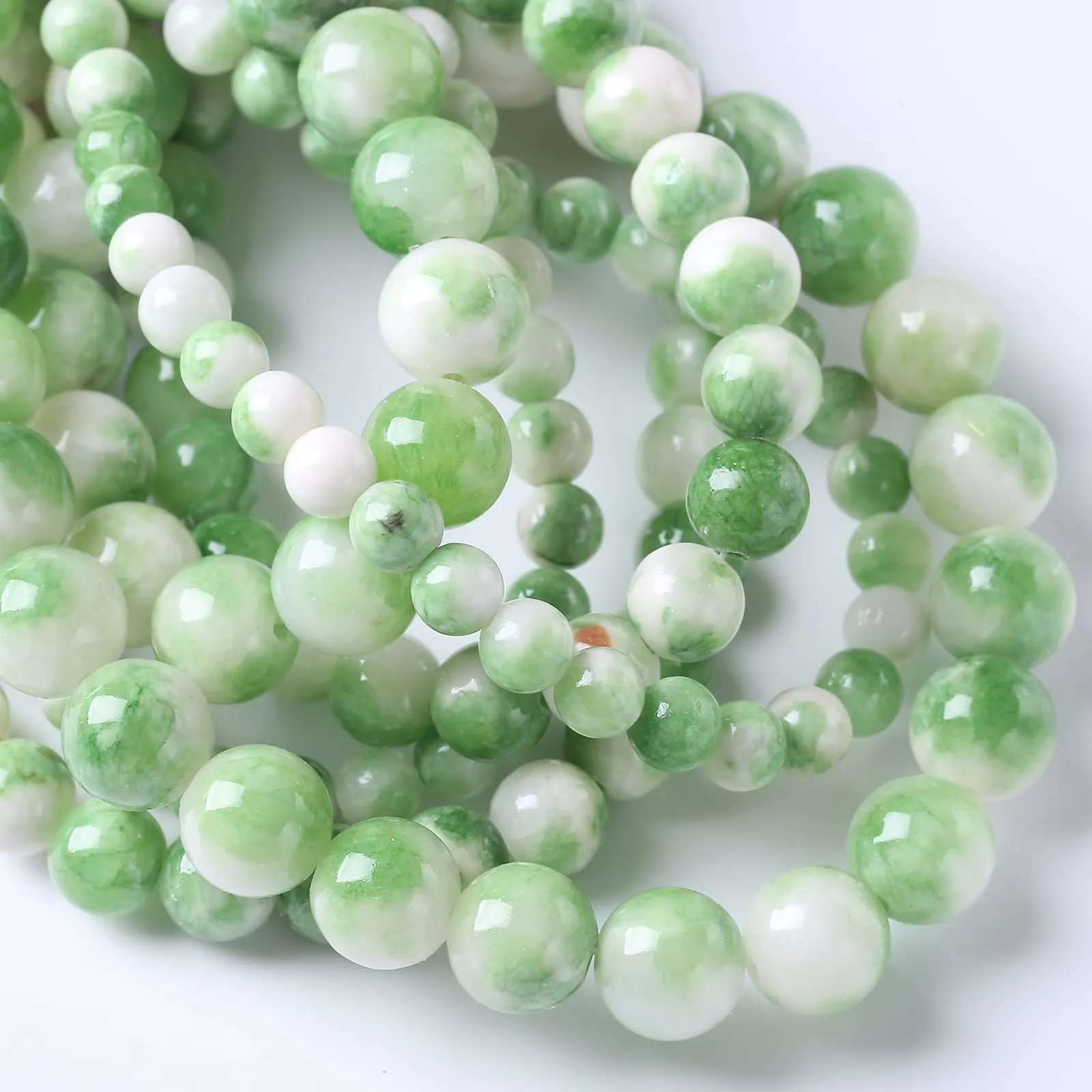 ZXYMLZI Perline in Giada Persiana Naturale Bianca e Verde, 8 mm, 45 Pezzi - immagine 2
