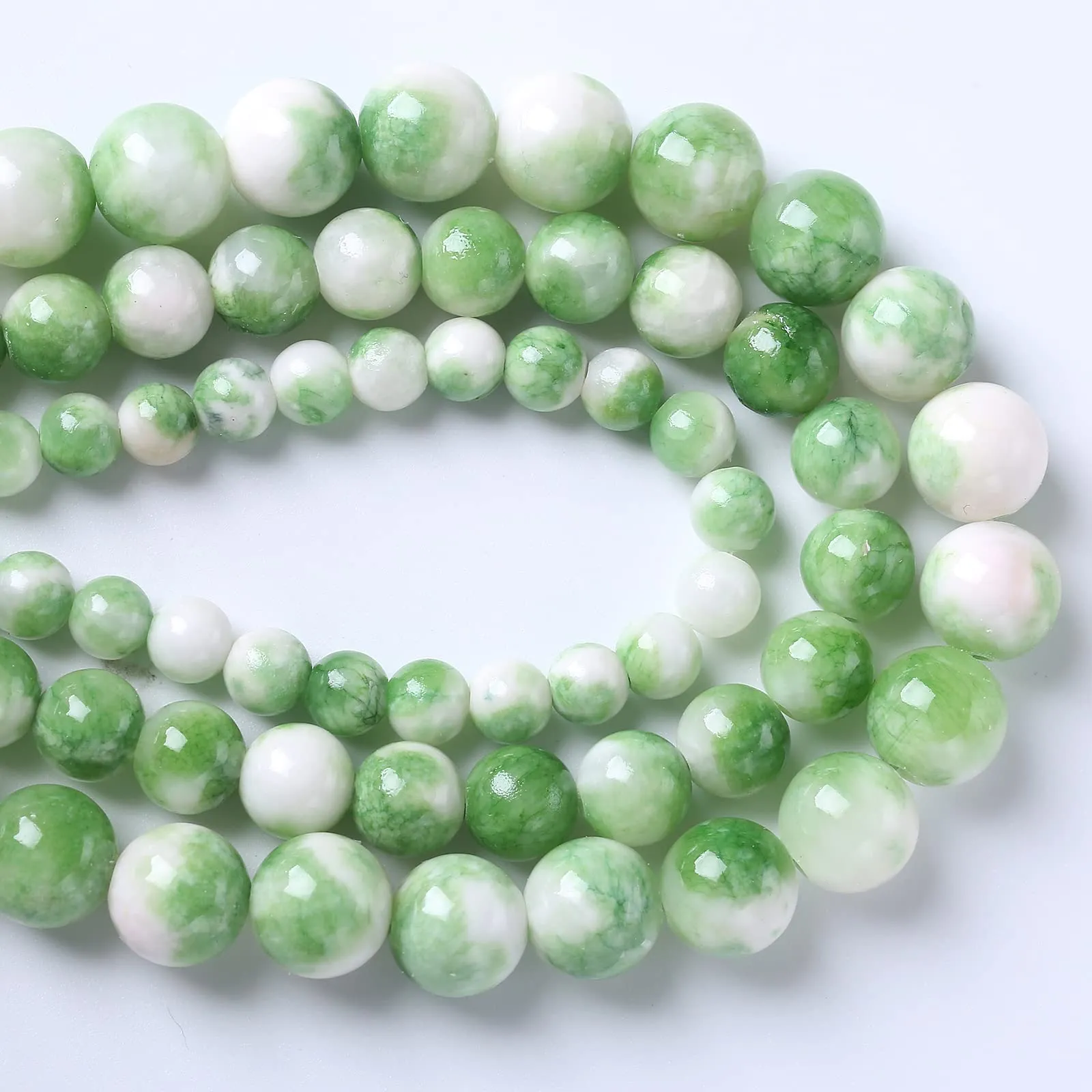 ZXYMLZI Perline in Giada Persiana Naturale Bianca e Verde, 8 mm, 45 Pezzi - immagine 3