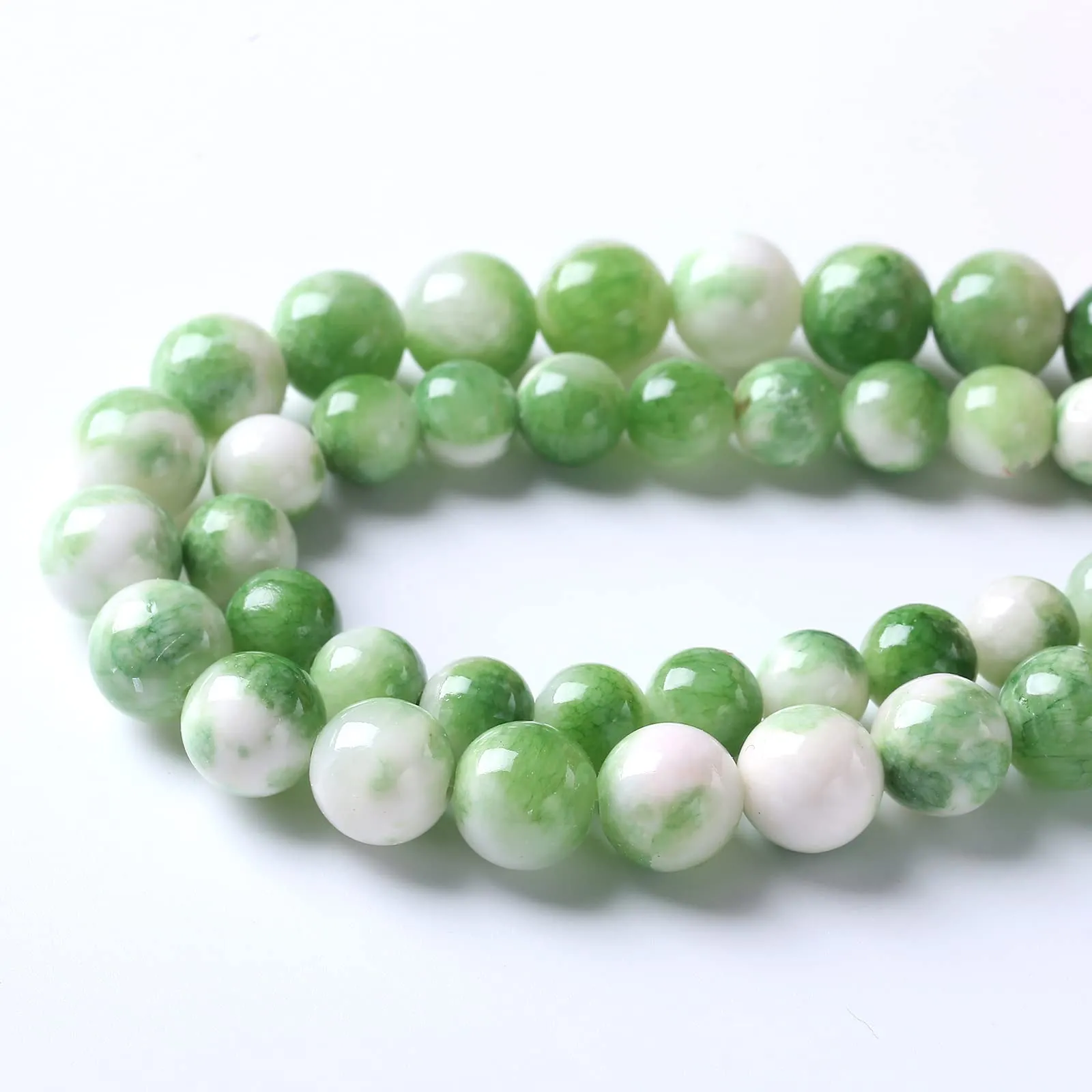 ZXYMLZI Perline in Giada Persiana Naturale Bianca e Verde, 8 mm, 45 Pezzi - immagine 4