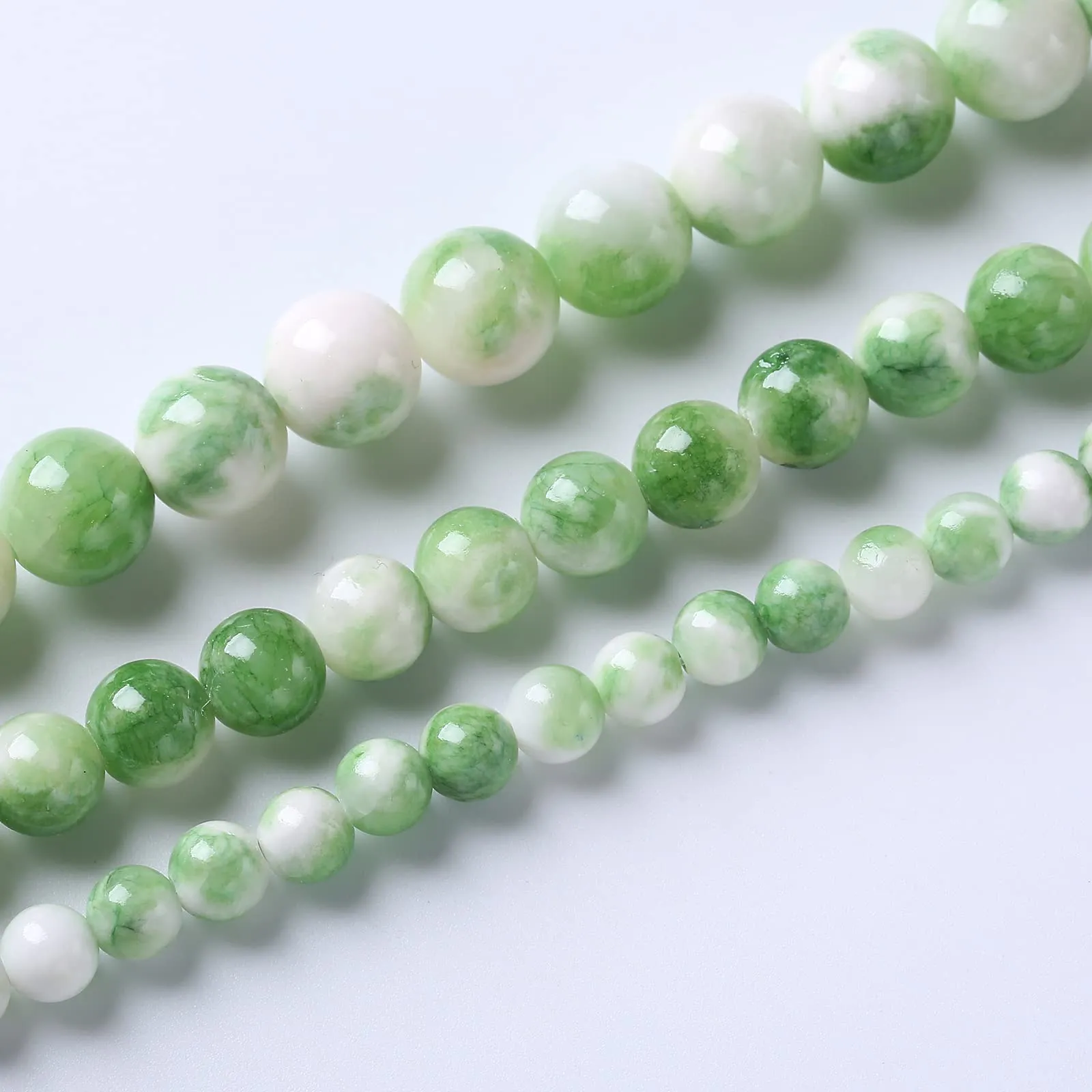 ZXYMLZI Perline in Giada Persiana Naturale Bianca e Verde, 8 mm, 45 Pezzi - immagine 5