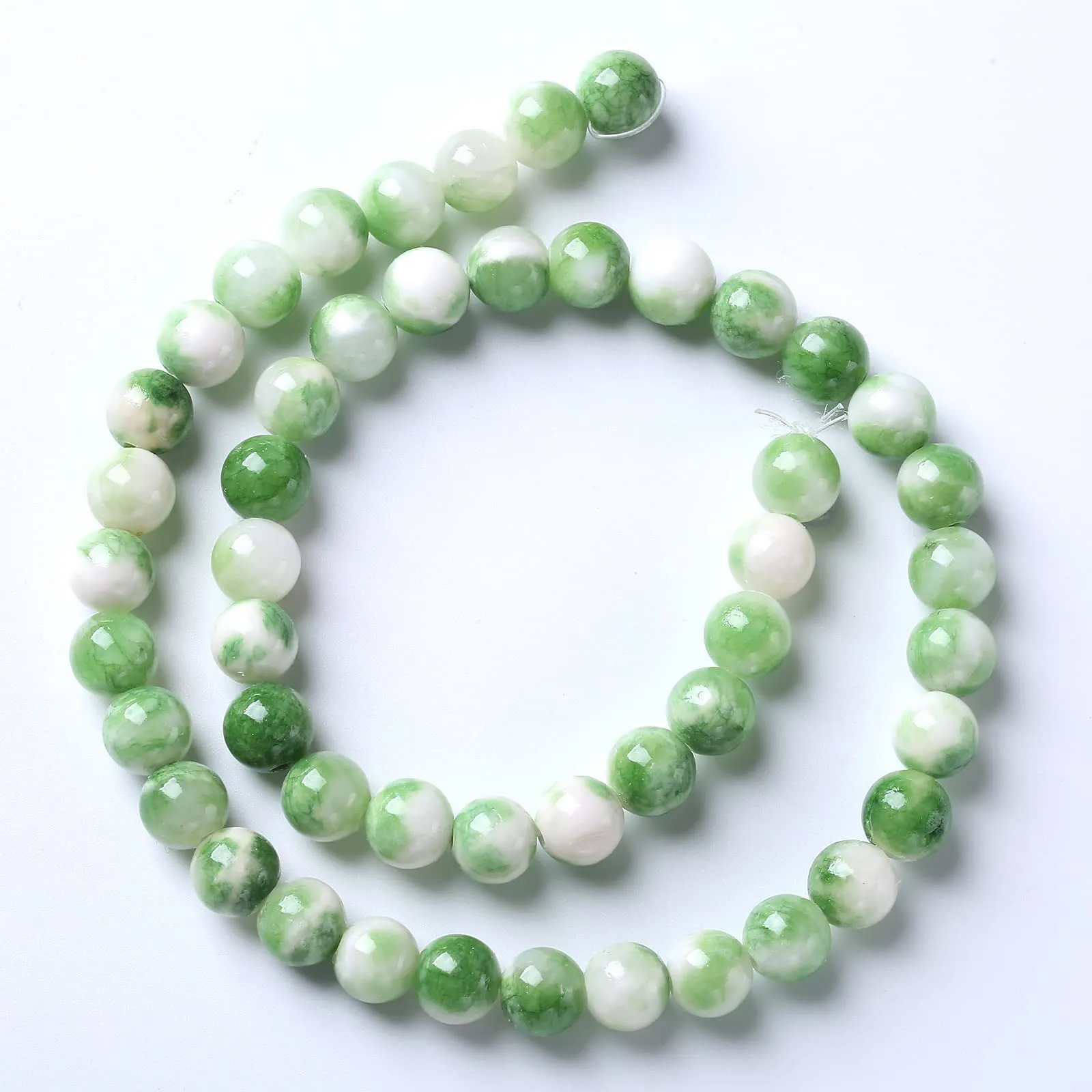 ZXYMLZI Perline in Giada Persiana Naturale Bianca e Verde, 8 mm, 45 Pezzi - immagine 6