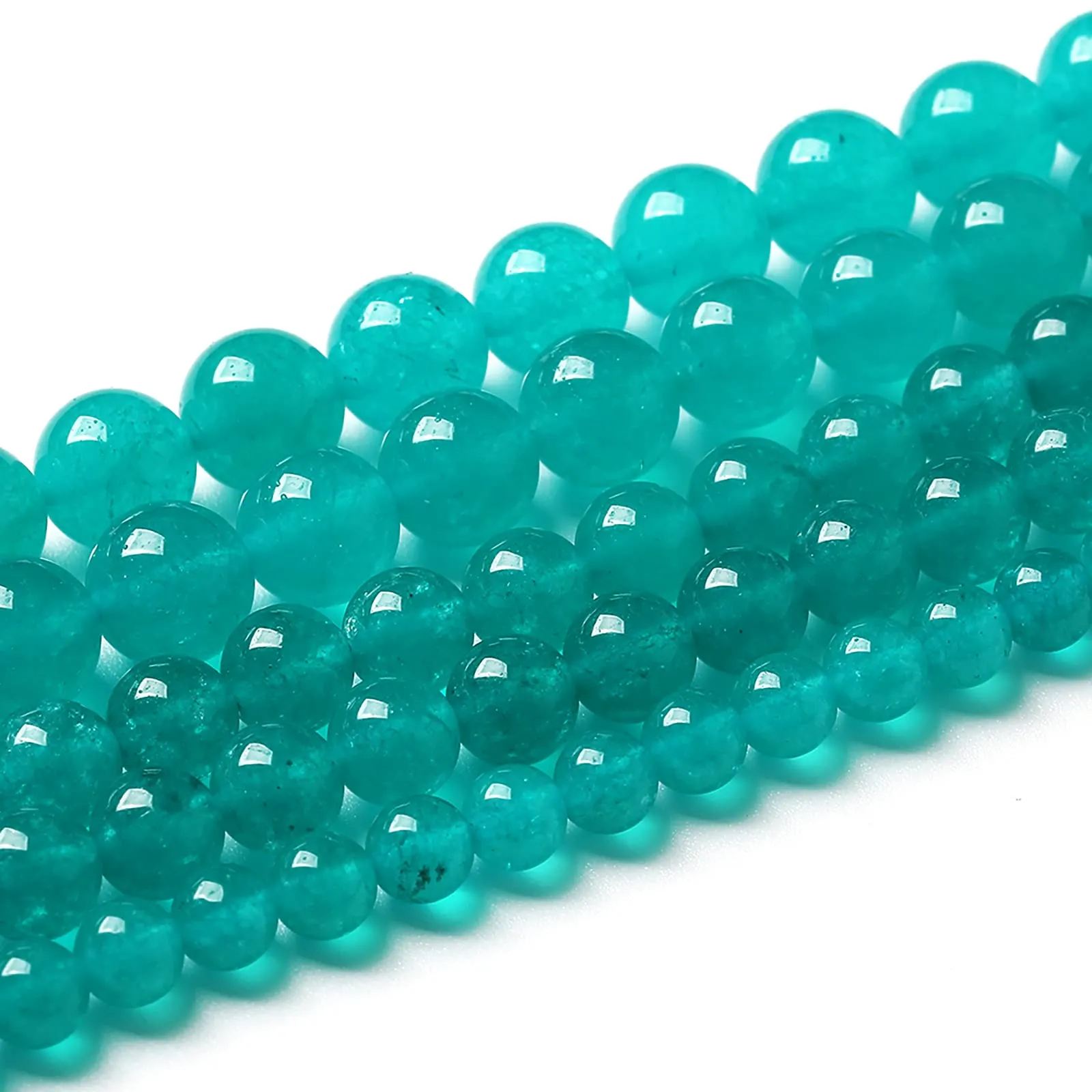 ZXYMLZI Perline in Pietra Naturale Amazonnite Blu, 10 mm, 76 pezzi, 2 fili - immagine 2