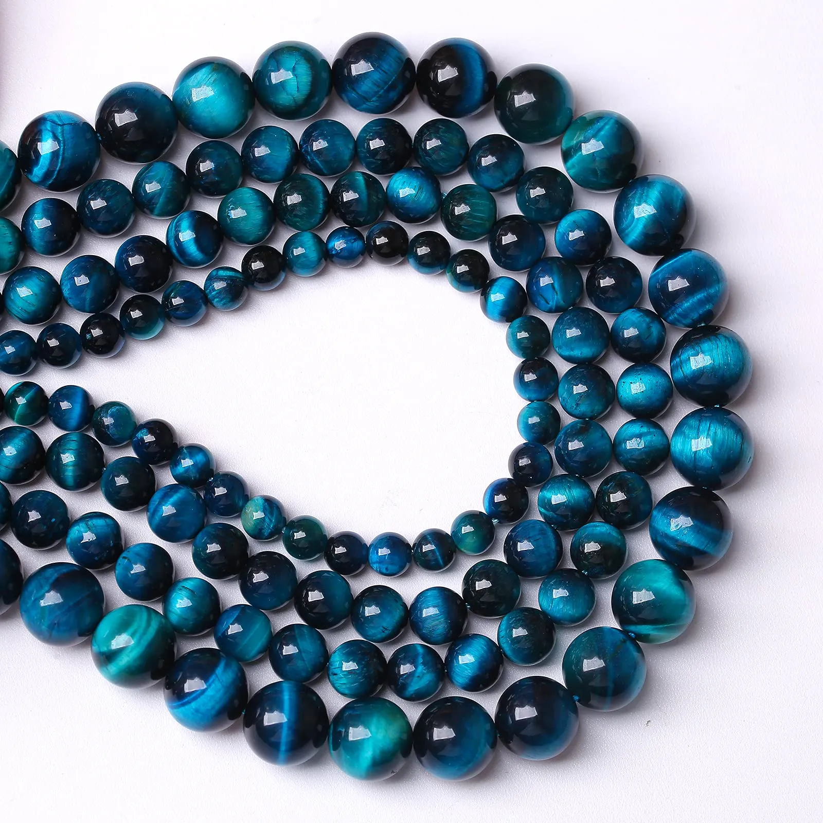 ZXYMLZI Perline in Pietra Naturale Occhio di Tigre Blu, 10 mm, 2 Fili, 81,3 cm - immagine 3