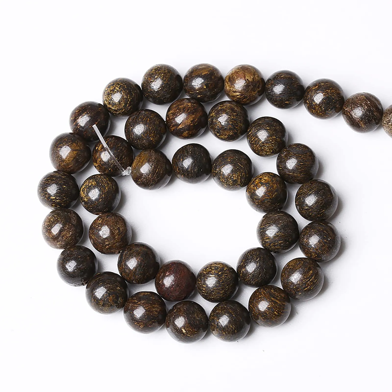 ZXYMLZI Perline in Bronzite Marrone, Pietra Naturale, 10 mm, 81,3 cm, 2 Fili - immagine 5