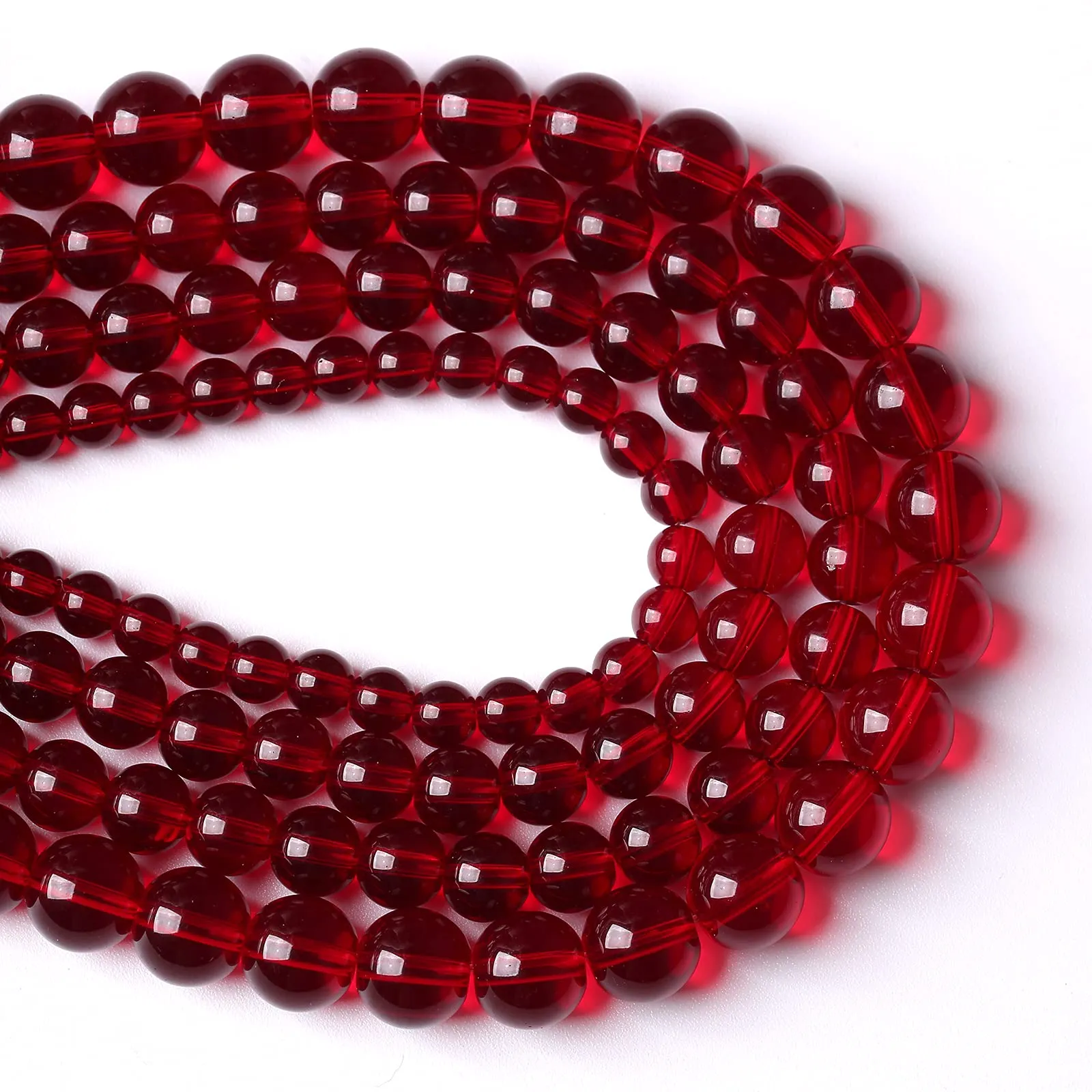 ZXYMLZI 8mm Garnet Red Crystal Round Loose Beads, 102pcs (2 Strands) - immagine 3