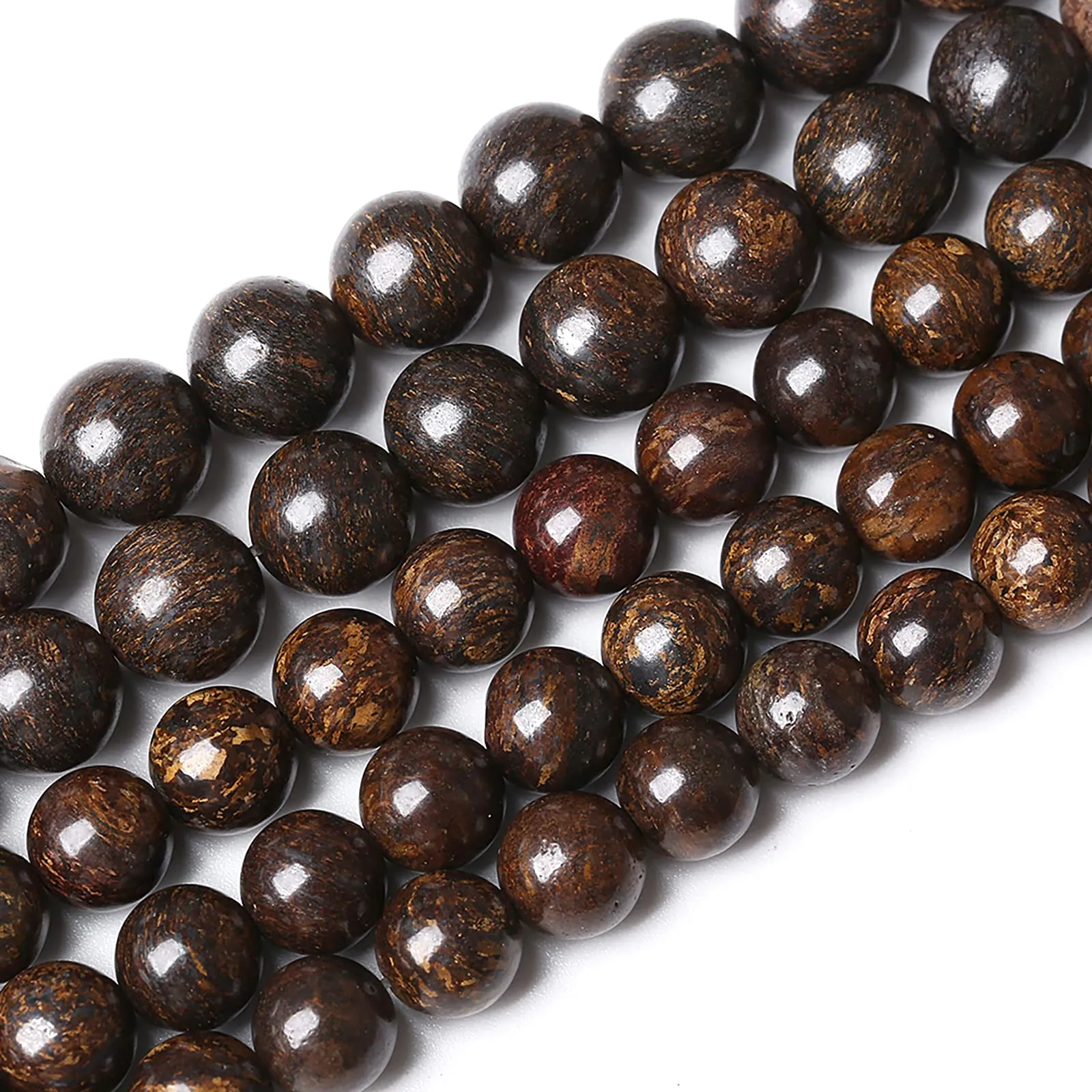 ZXYMLZI Perline in Bronzite Marrone in Pietra Naturale, 4 mm, 81,3 cm, 2 Fili - immagine 2