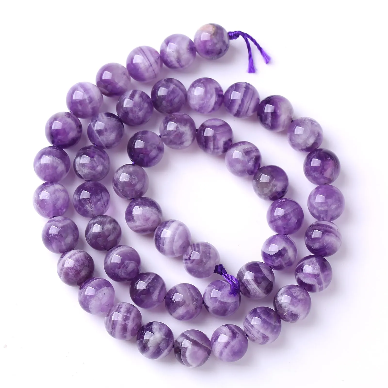ZXYMLZI Perline in Ametista Viola Naturale 8mm, 90 Pezzi, 2 Fili - immagine 4