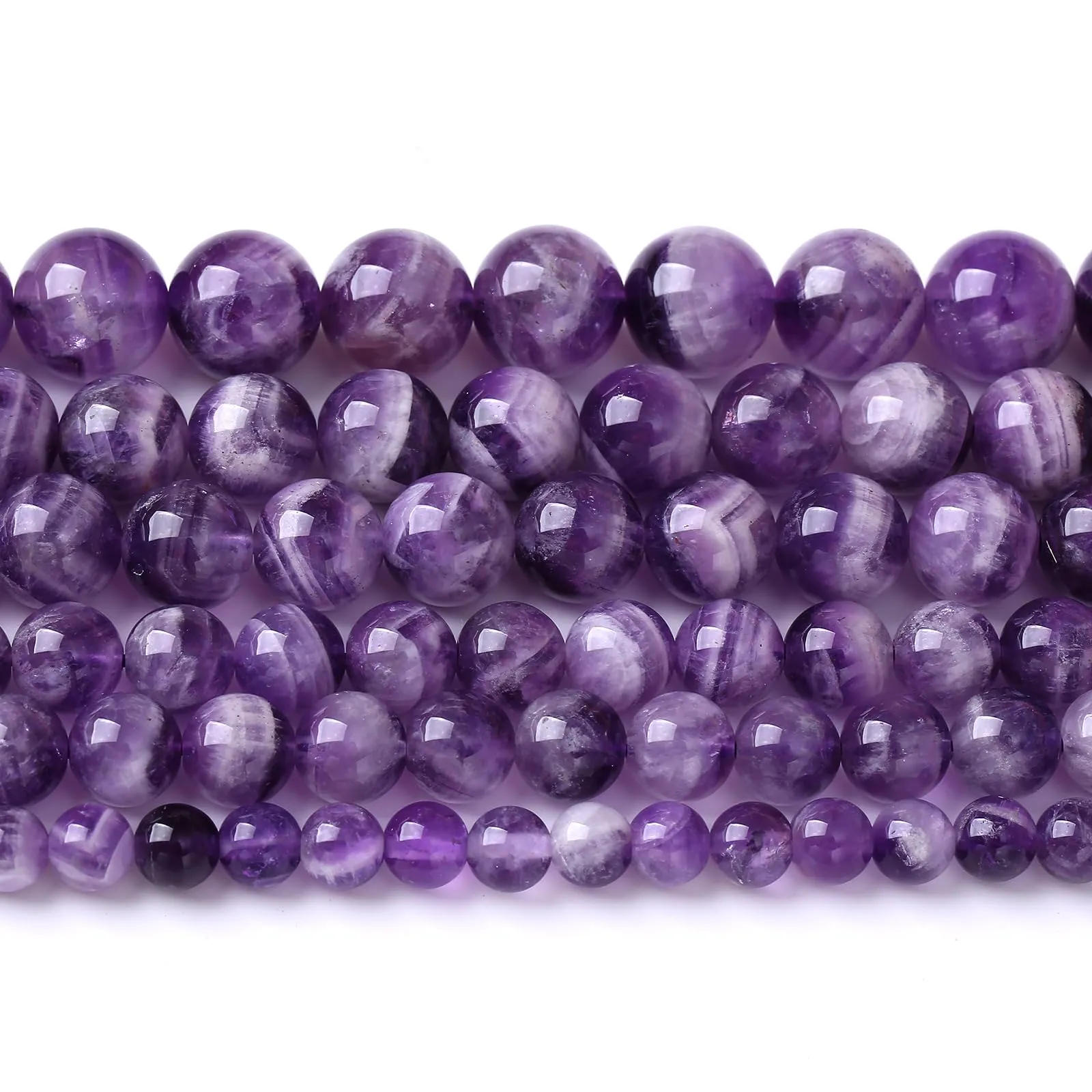 ZXYMLZI Perle in Ametista Viola Naturale 6mm, 120 Pezzi, 2 Fili - immagine 2