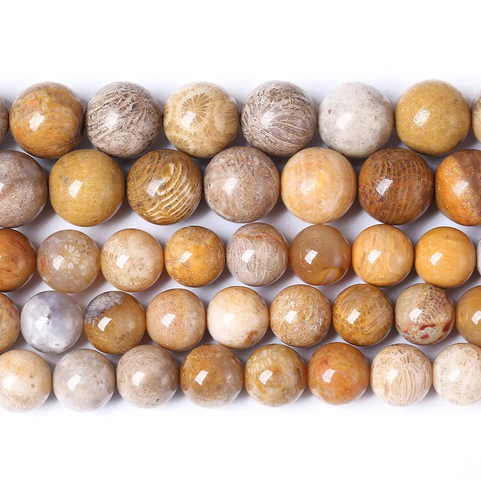 ZXYMLZI Perline Rotonde in Giada Crisantemo Corallo, 10 mm, 72 Pezzi, 2 Fili - immagine 3