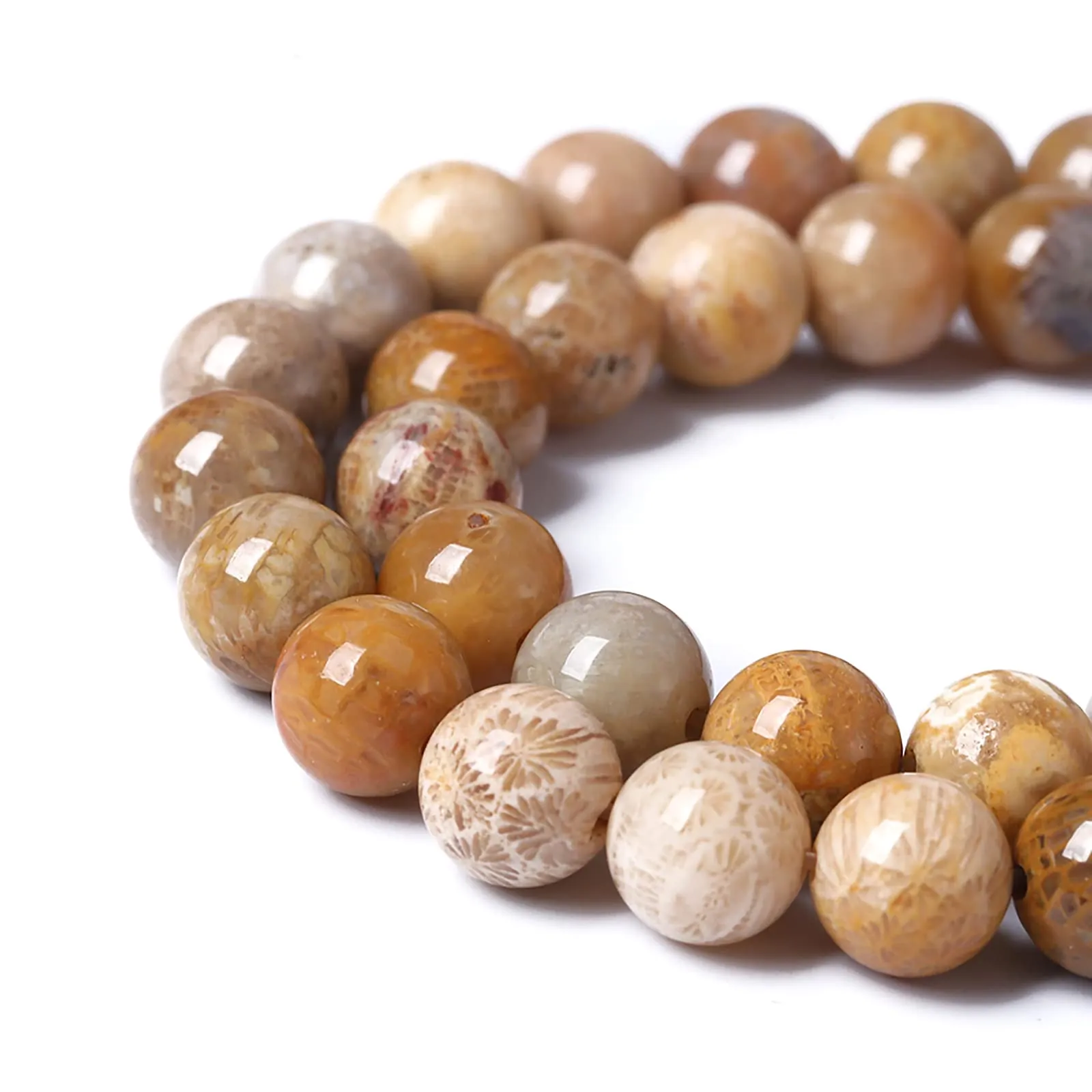 ZXYMLZI Perline Rotonde in Giada Crisantemo Corallo, 10 mm, 72 Pezzi, 2 Fili - immagine 4