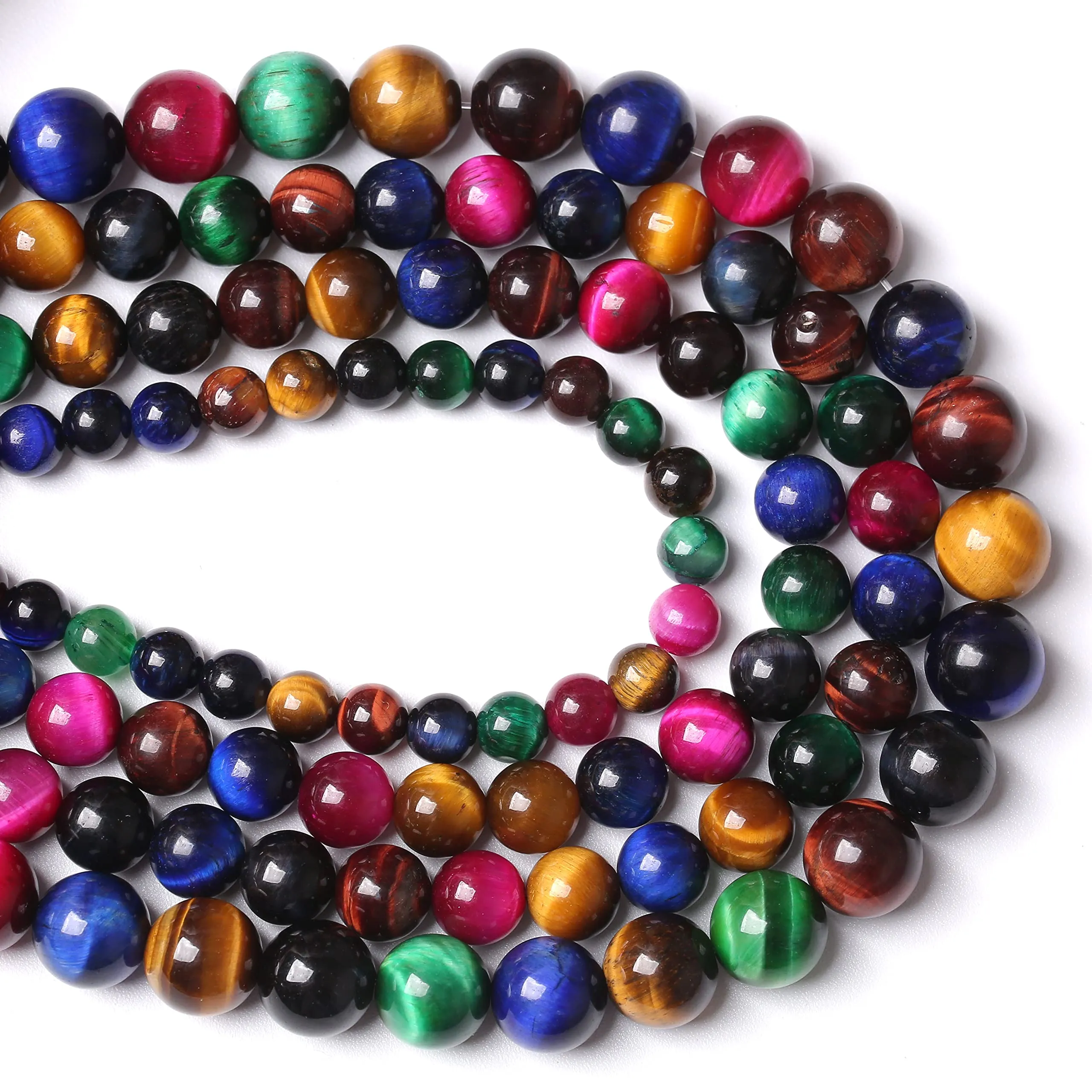 ZXYMLZI 180pcs 4mm Naturale Colorato Occhio di Tigre Perline Rotonde per Gioielli Fai da Te, 2 Fili - immagine 3