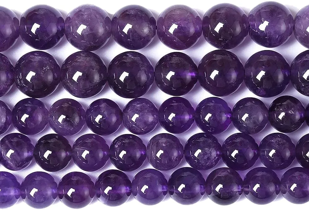 ZXYMLZI 72 Perline di Ametista Naturale Viola 10mm, 2 Fili (81,3 cm) - immagine 1