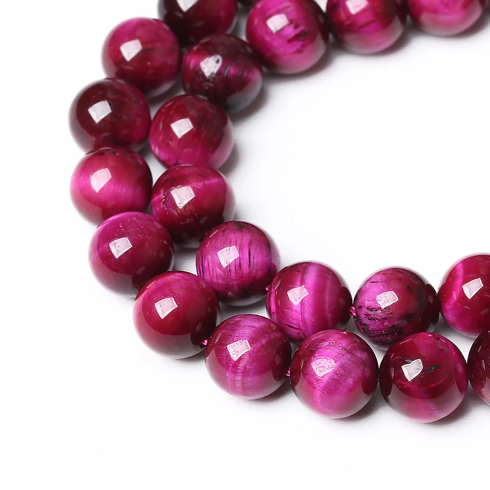 ZXYMLZI Perline in Pietra Naturale Occhio di Tigre Rosso Rosa, 6mm, 120 Pezzi (2 Fili da 81,3 cm) - immagine 4