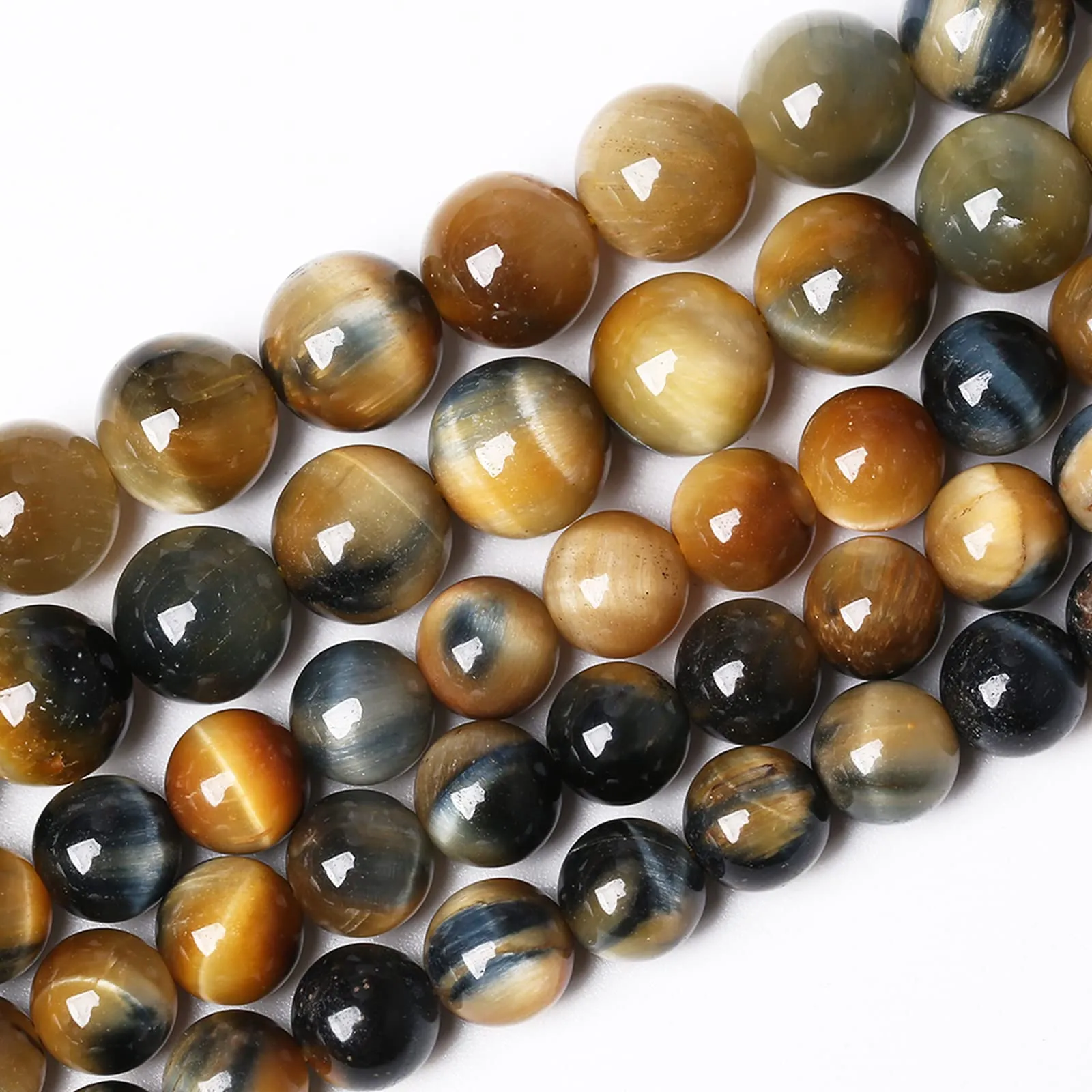 ZXYMLZI Occhio di Tigre Perline in Pietra Naturale, 4 mm, 180 Pezzi, 2 Fili - immagine 2