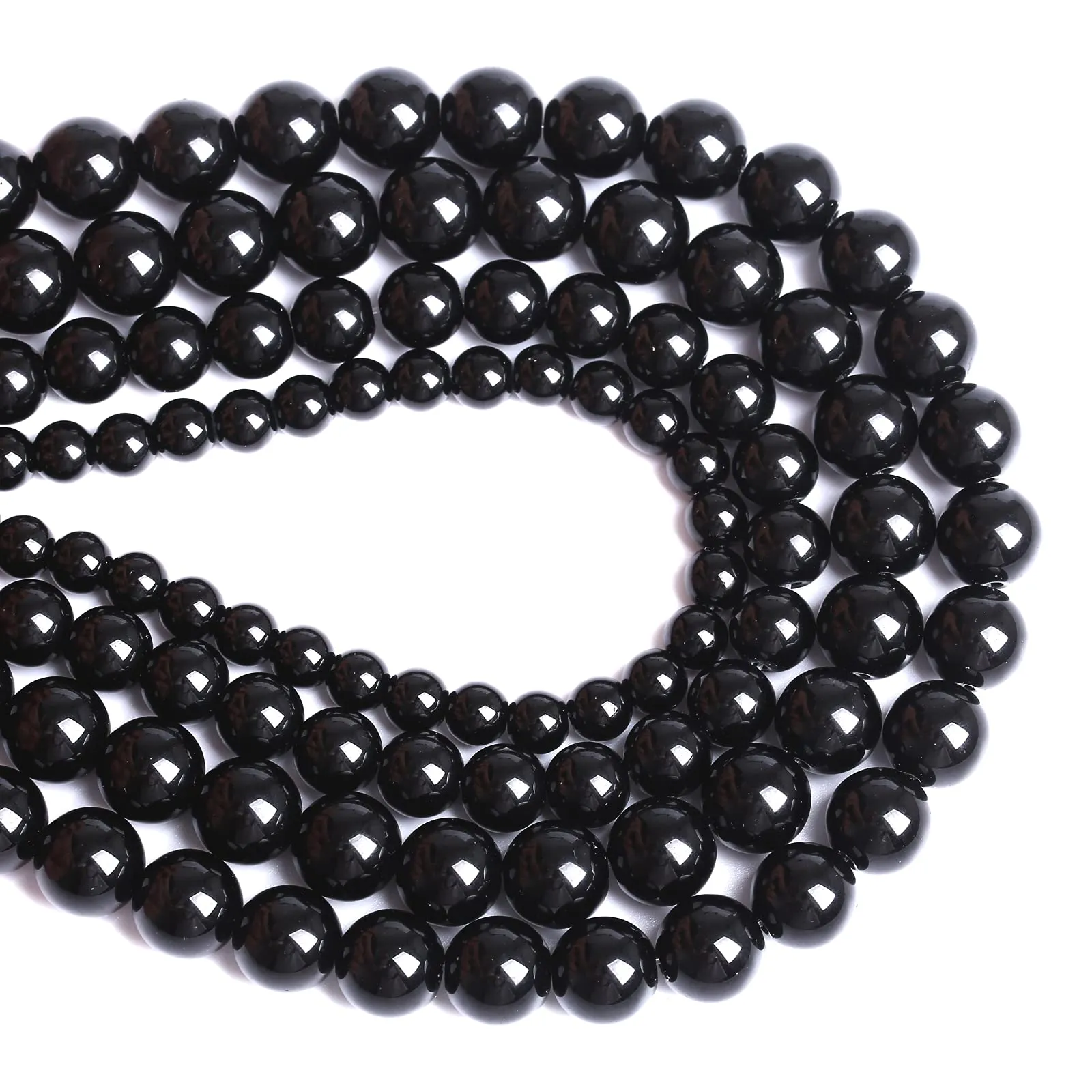 ZXYMLZI 130 Perline in Agata Nera Naturale 6mm, 81,3 cm, 2 Fili - immagine 3