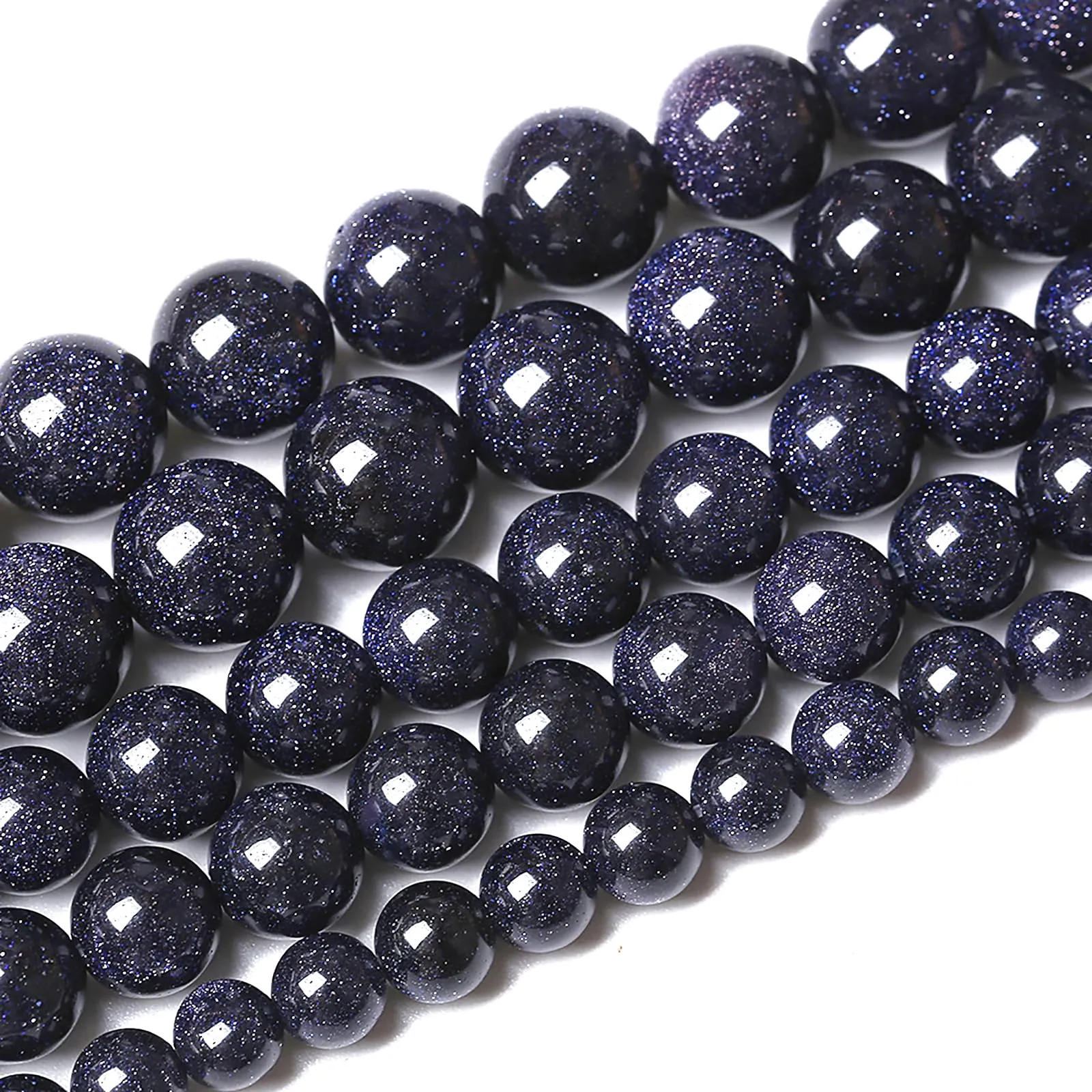 ZXYMLZI Perline Rotonde in Pietra Arenaria Blu 10mm, 72 Pezzi, 2 Fili - immagine 1