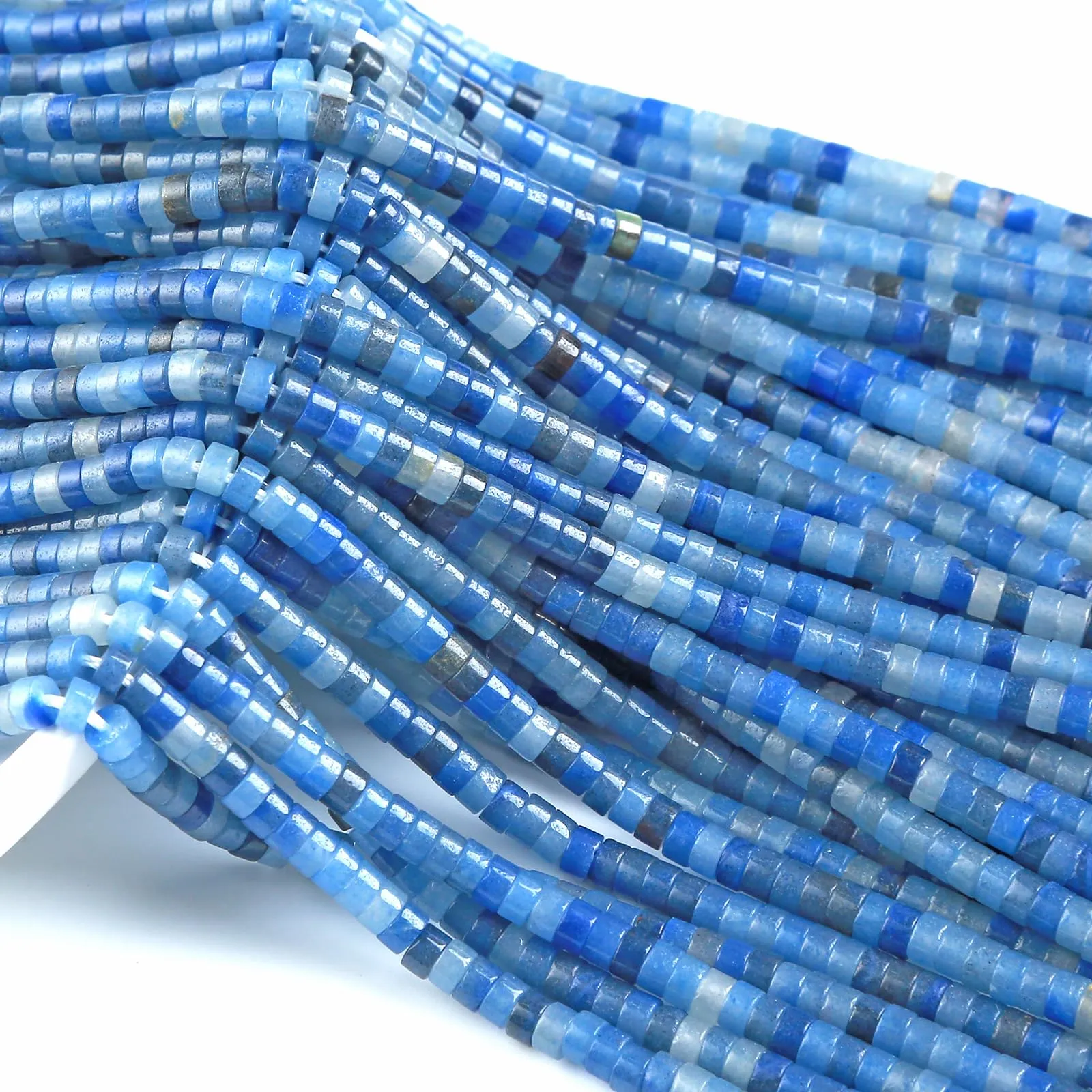 ZXYMLZI 150 Perline in Avventurina Blu Naturale, 2 x 4 mm, Forma a Tubo - immagine 1