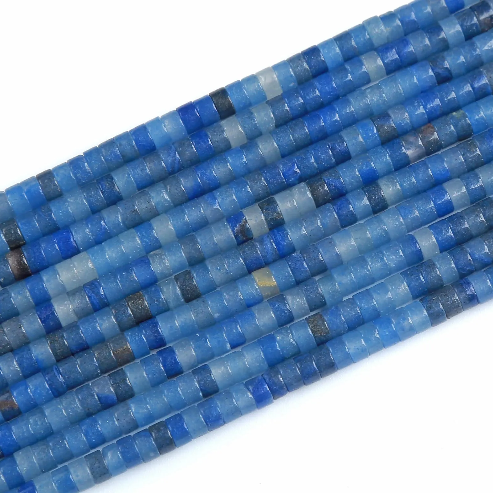 ZXYMLZI 150 Perline in Avventurina Blu Naturale, 2 x 4 mm, Forma a Tubo - immagine 2