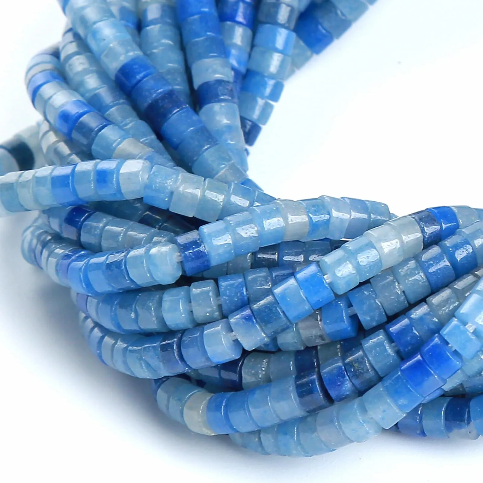 ZXYMLZI 150 Perline in Avventurina Blu Naturale, 2 x 4 mm, Forma a Tubo - immagine 3