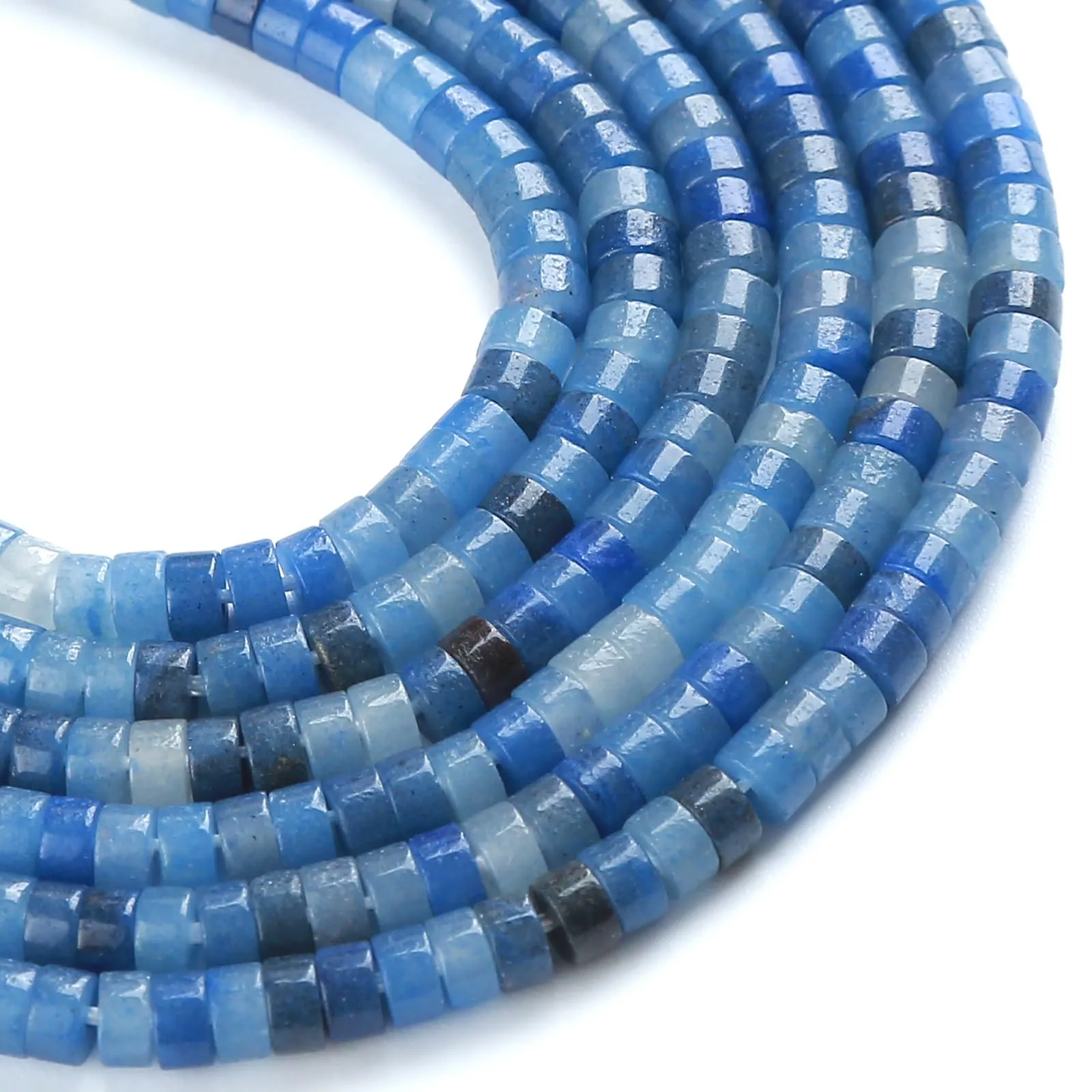 ZXYMLZI 150 Perline in Avventurina Blu Naturale, 2 x 4 mm, Forma a Tubo - immagine 4