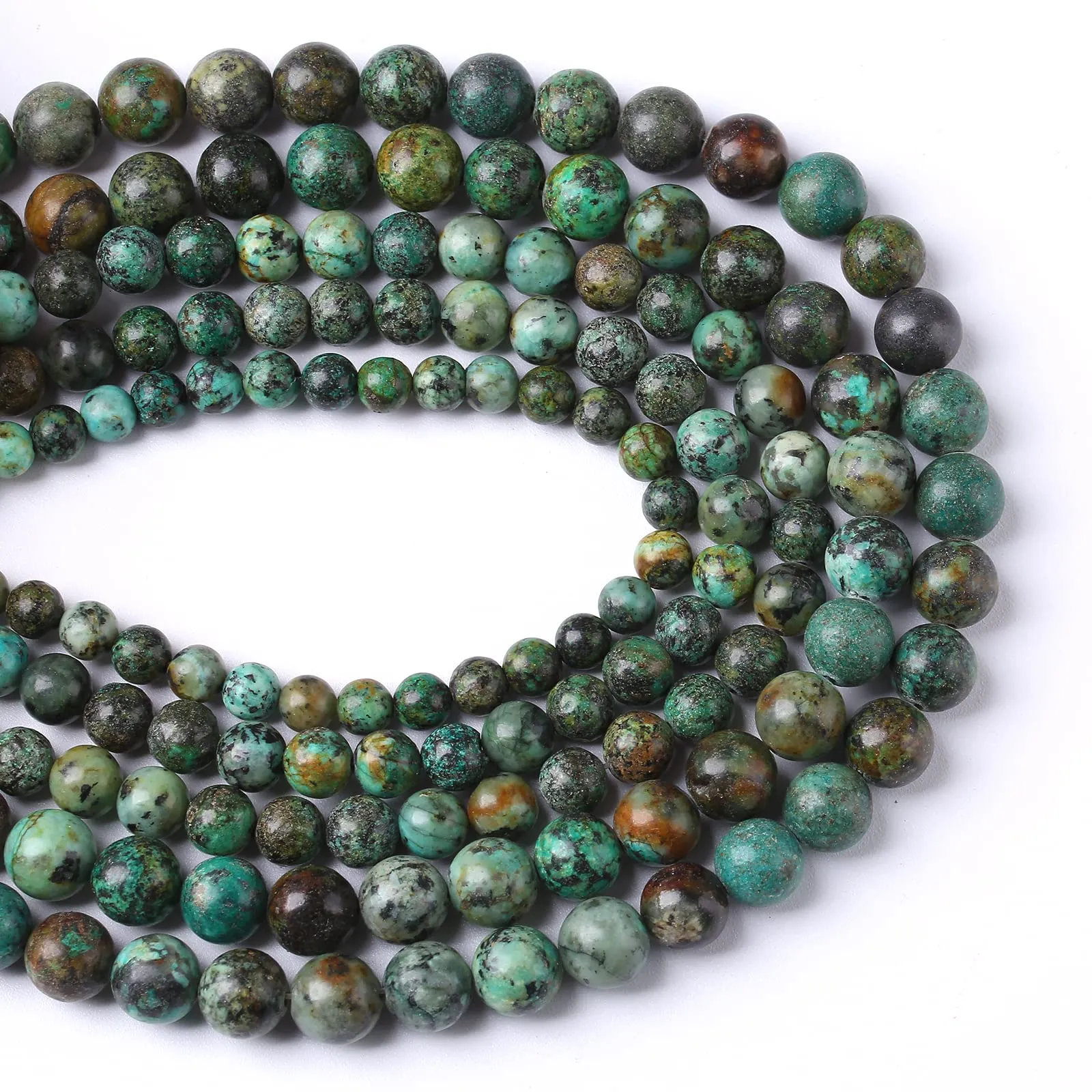 ZXYMLZI Perline di Pietra Turchese Africana Naturale, 6 mm, 120 Pezzi, 2 Fili - immagine 3