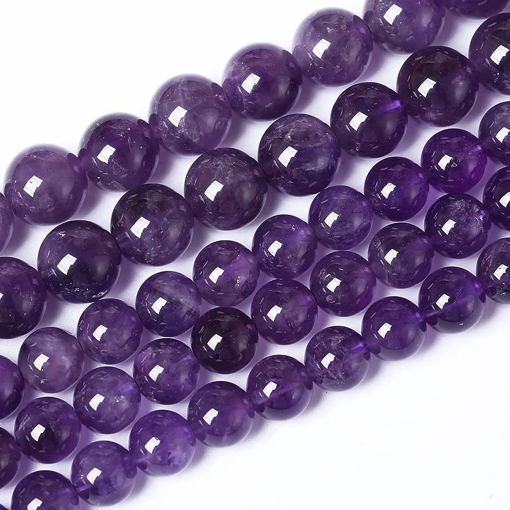 ZXYMLZI Perline in Ametista Naturale Viola 4mm, 180 Pezzi (2 Fili, 81,3 cm) - immagine 2