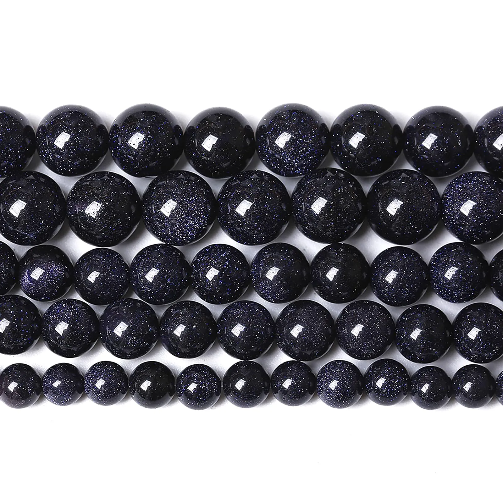 ZXYMLZI Perline Rotonde in Pietra Arenaria Blu 4 mm, 81,3 cm, 2 Fili - immagine 2