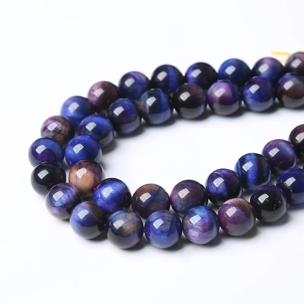 ZXYMLZI Perline in Pietra Naturale Occhio di Tigre AAA, 10 mm, 72 Pezzi (2 Fili, 81,3 cm) - immagine 4