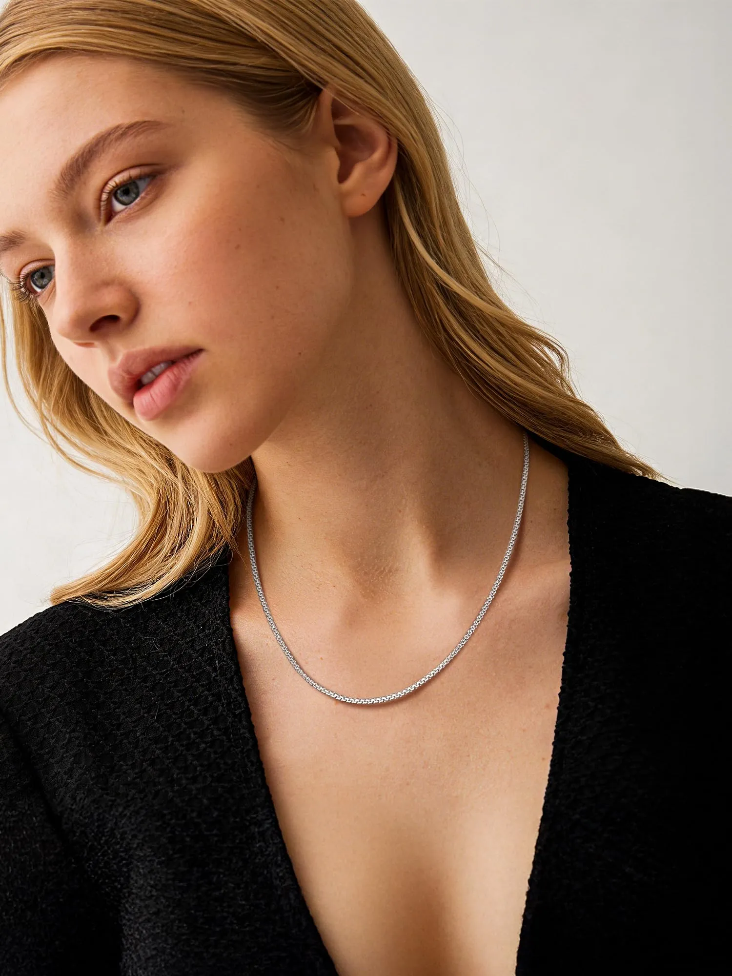 PROSTEEL Collana Uomo e Donna in Acciaio Inossidabile 316L, 2mm, 61cm, Argento - immagine 4