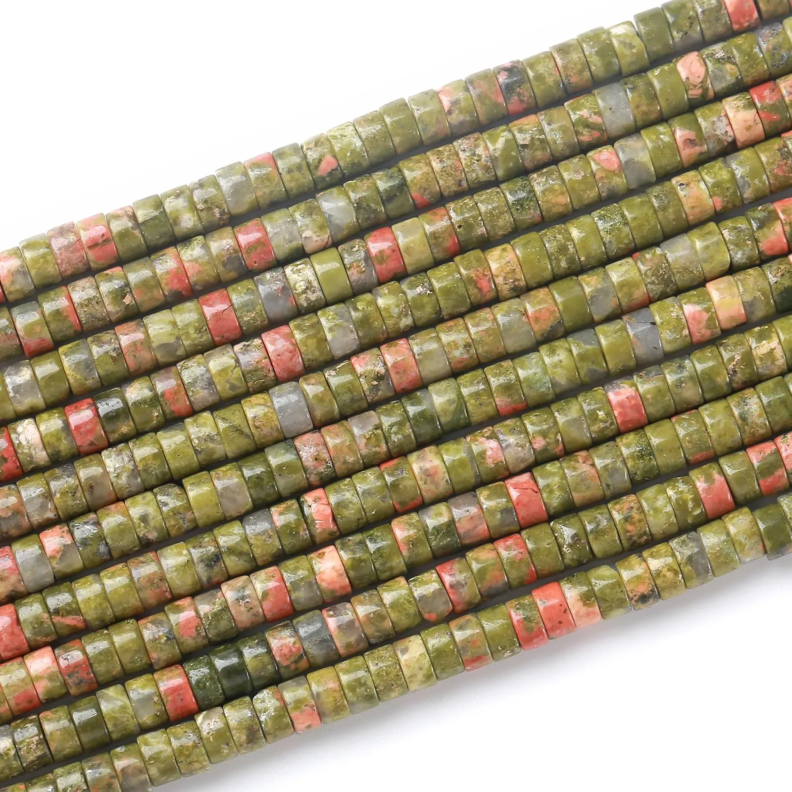 ZXYMLZI 150 Perline in Pietra Naturale Unakite Verde, Forma a Tubo 2 x 4 mm - immagine 1