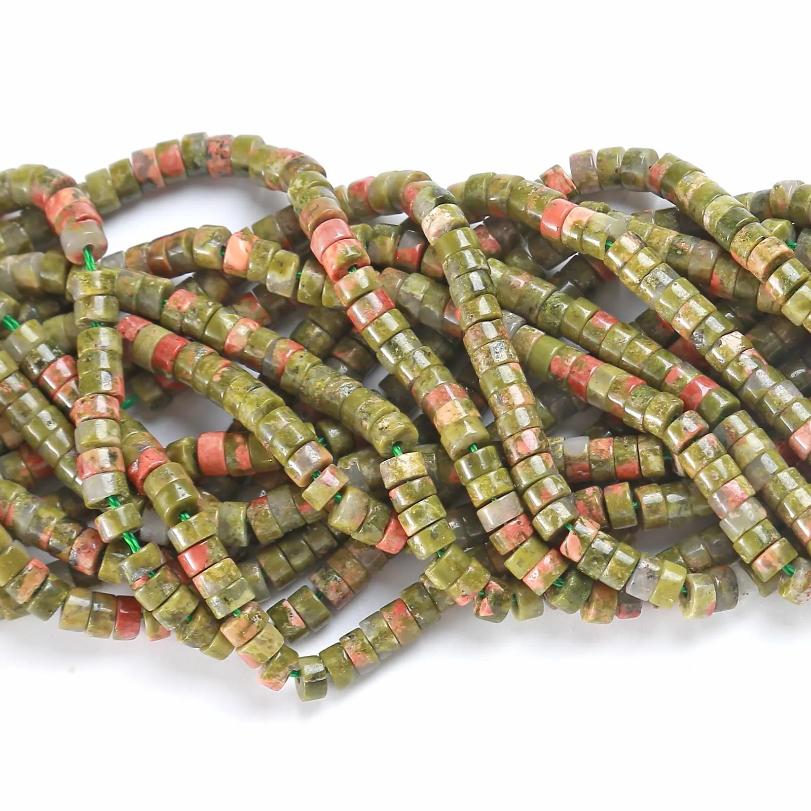 ZXYMLZI 150 Perline in Pietra Naturale Unakite Verde, Forma a Tubo 2 x 4 mm - immagine 2