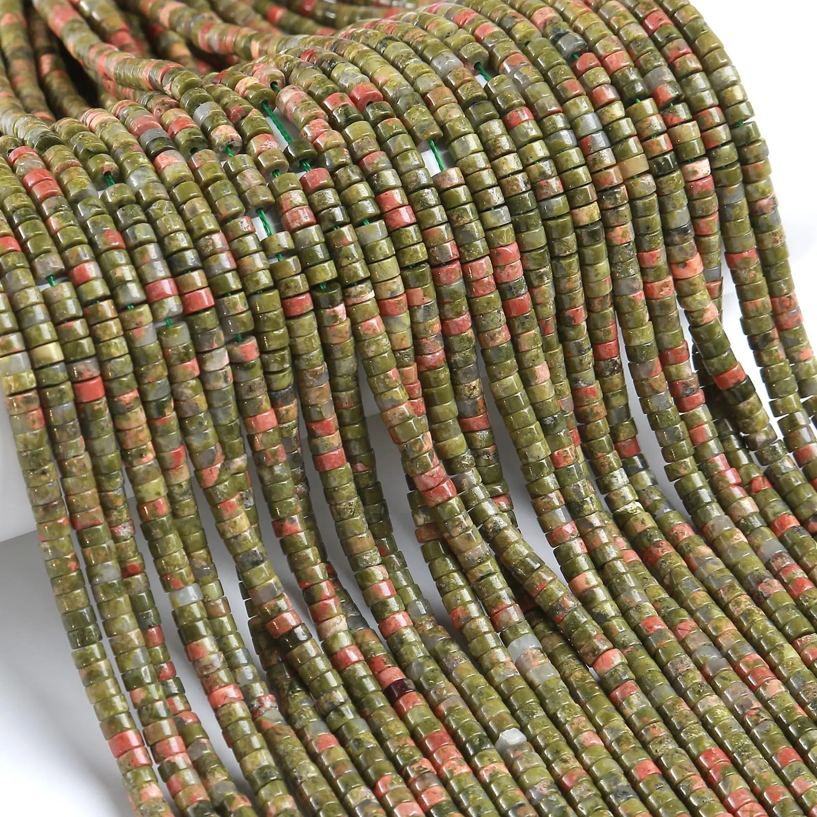 ZXYMLZI 150 Perline in Pietra Naturale Unakite Verde, Forma a Tubo 2 x 4 mm - immagine 3