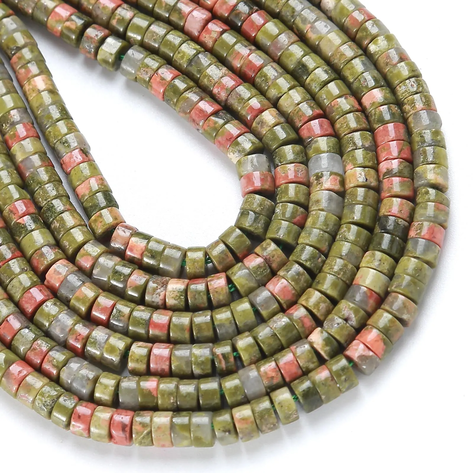 ZXYMLZI 150 Perline in Pietra Naturale Unakite Verde, Forma a Tubo 2 x 4 mm - immagine 4