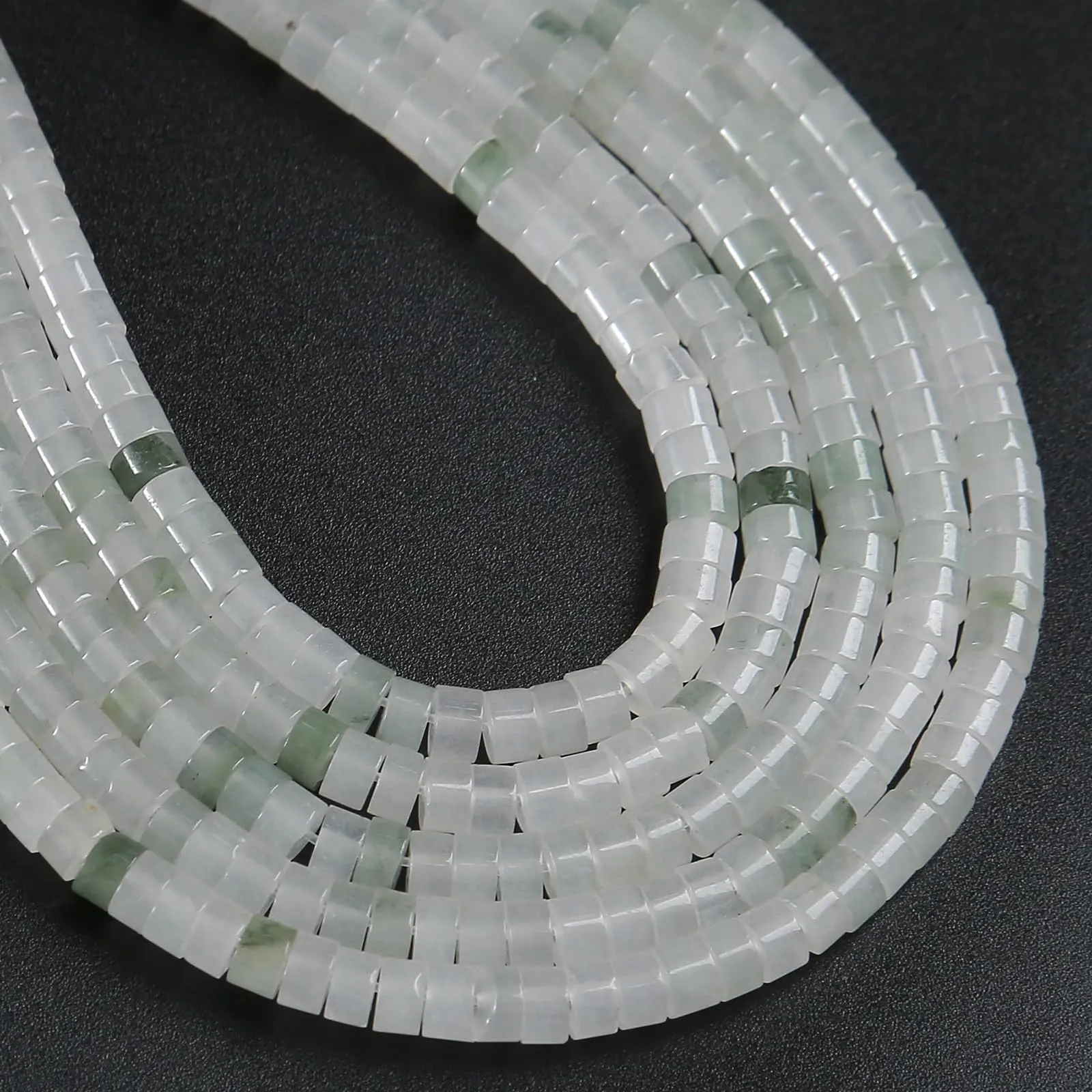 ZXYMLZI 150 Perline in Giada Verde Ghiaccio Naturale, Forma a Tubo 2x4 mm, per Creazione di Gioielli - immagine 1