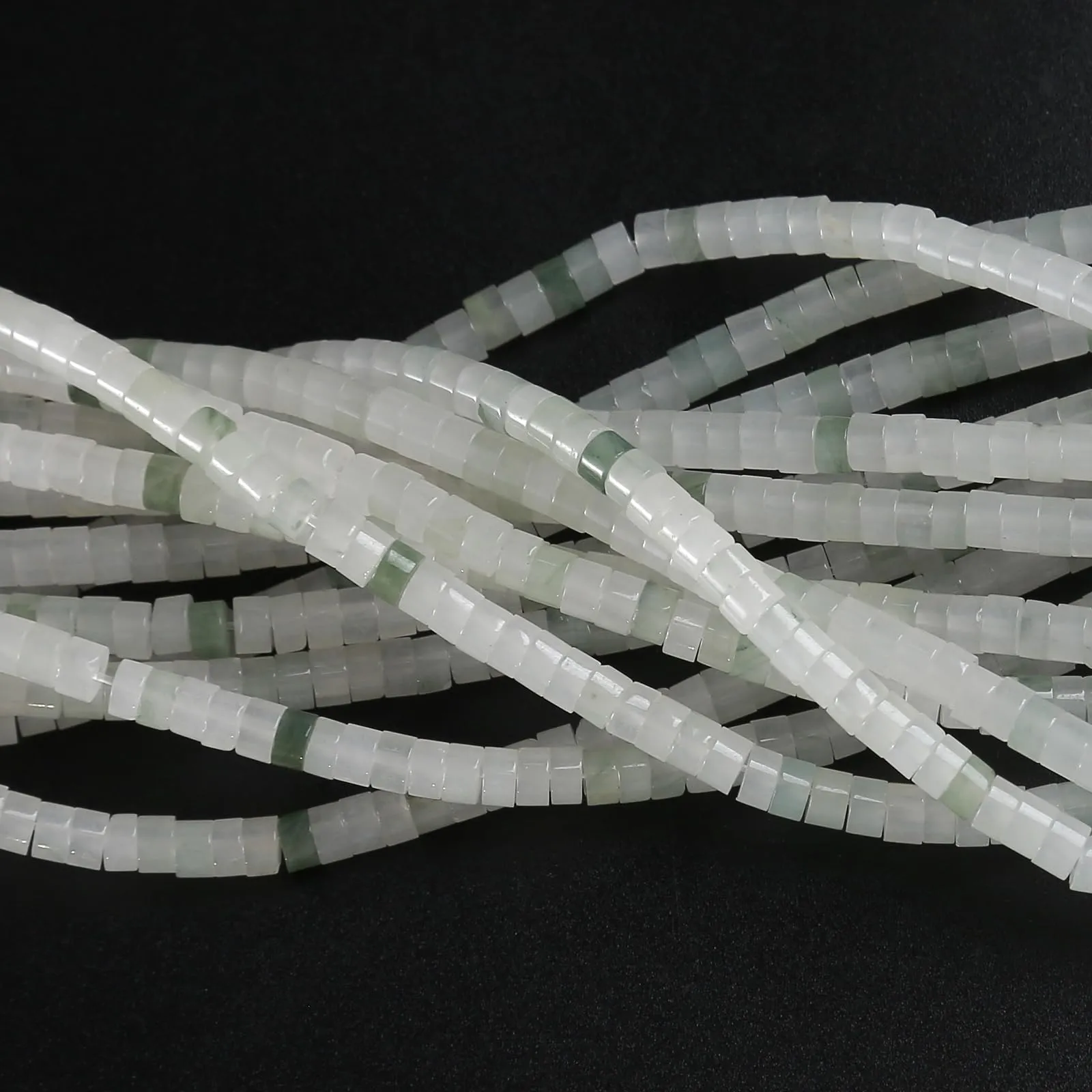 ZXYMLZI 150 Perline in Giada Verde Ghiaccio Naturale, Forma a Tubo 2x4 mm, per Creazione di Gioielli - immagine 4
