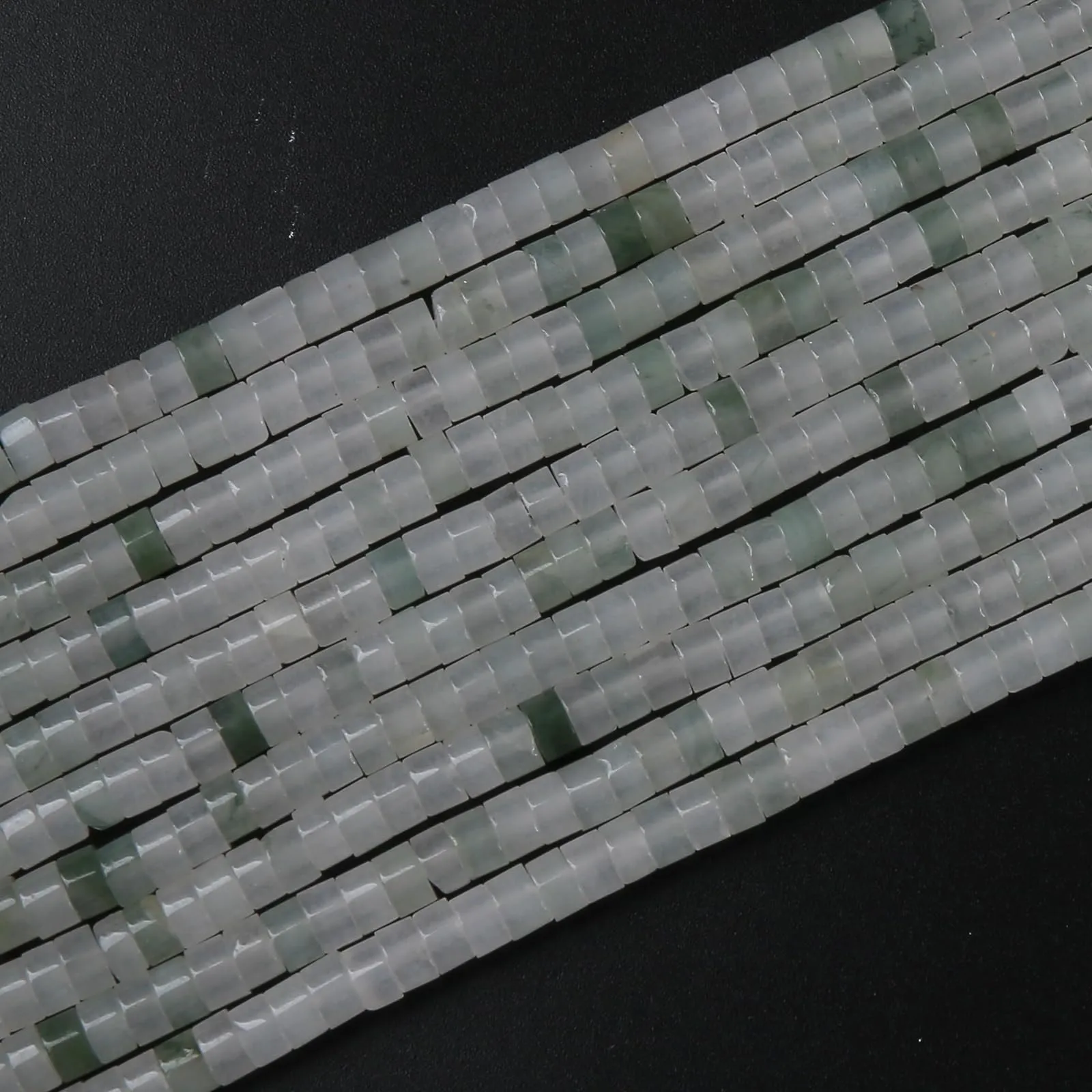ZXYMLZI 150 Perline in Giada Verde Ghiaccio Naturale, Forma a Tubo 2x4 mm, per Creazione di Gioielli - immagine 5