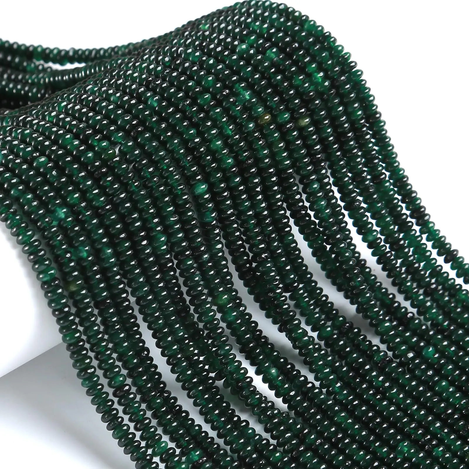 ZXYMLZI 150 Perline in Giada Verde Nerastro Naturale, 2 x 4 mm - immagine 2